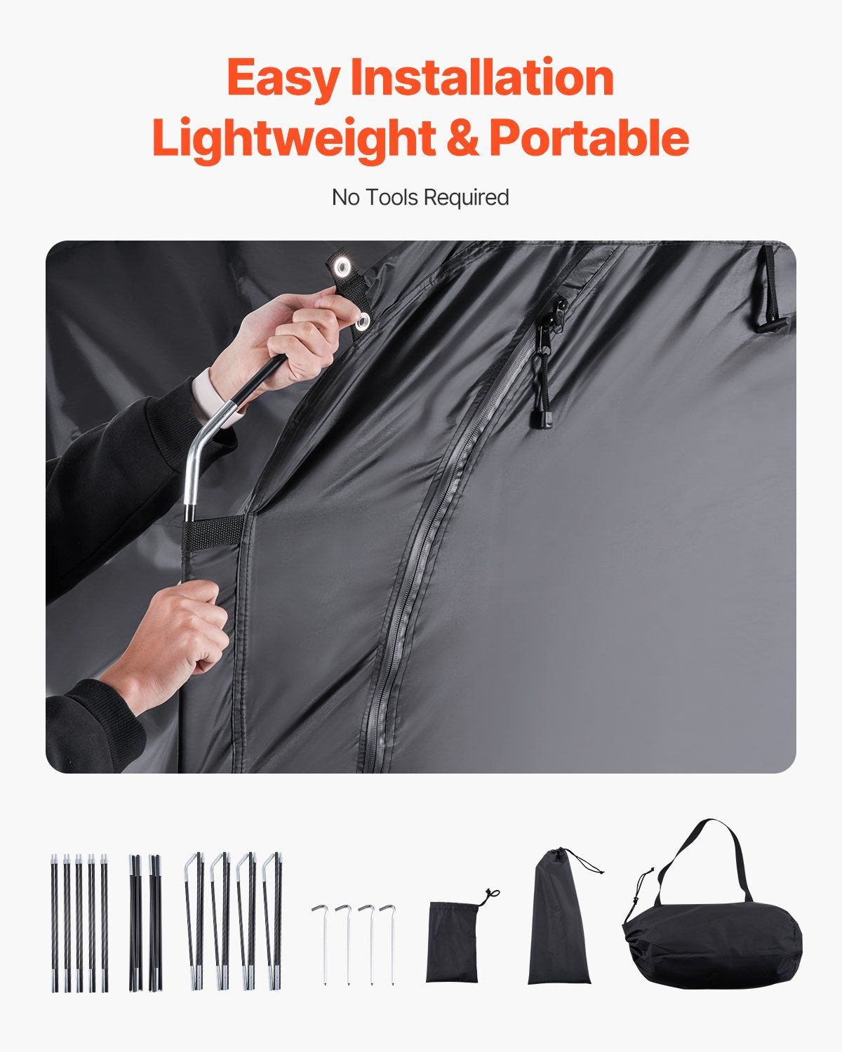 Bike Storage Tent, 3 to 4 Bikes, Outdoor Spacious Bike Storage Tent with Ventilated Window, Waterproof Easy-to-Install Bike Tent with High Strength Fiberglass & Dual Zippers, Fit for Bicycle - Image 5