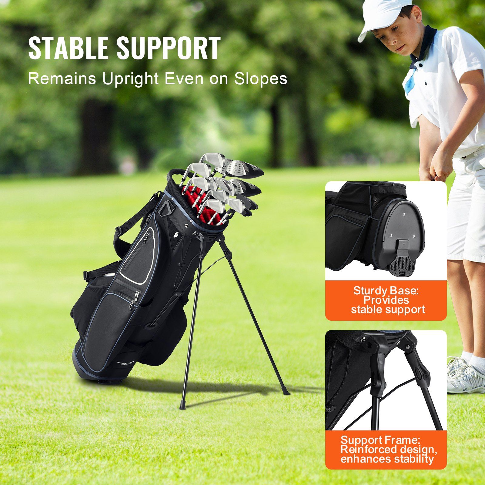 Golf Cart Bag with 14 Way Organizer Divider Top, 35” 11 Pockets Premium Cart Bag with Stand, Durable Golf Bags with Handles & Dust Cover & Detachable Dual Strap for Men & Women, Black White - Image 6