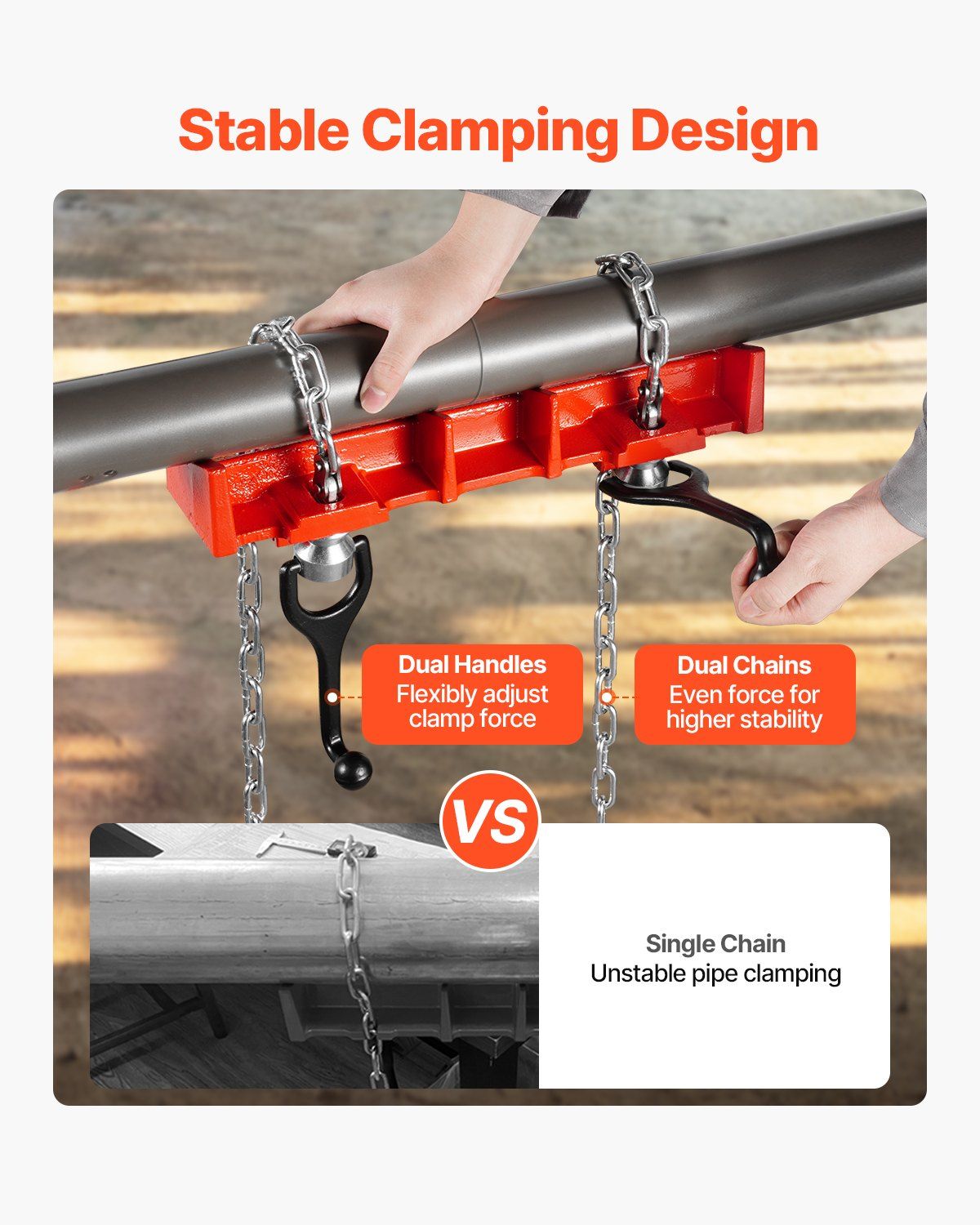Pipe Welding Vise, 1/2 to 8-inch Pipe Welding Clamp with Dual Chains & Crank Handles, Heavy-Duty Cast Iron Welding Vise for a Variety of Pipes - Image 4