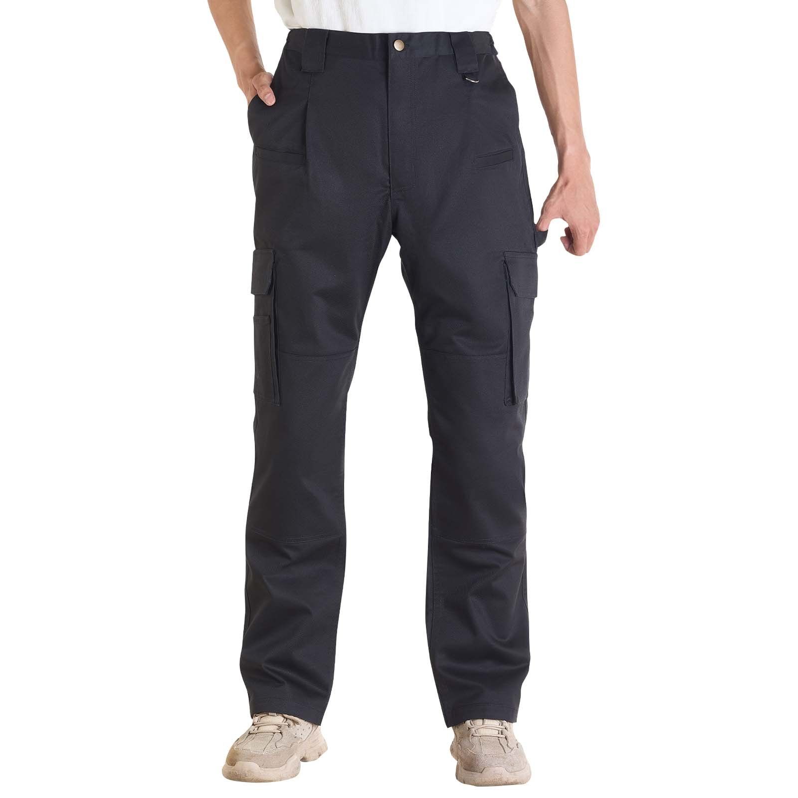 FR Pants for Men, 100% Cotton, Flame-Resistant Cargo Pants with Multi-Pockets and Elastic Waist, Reinforced Tear-proof Stitching, Ideal for Welding Work and Casual Wear, M Size, Black - Image 1