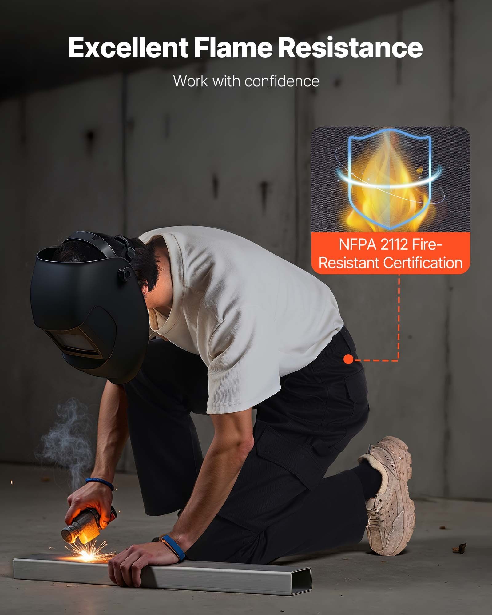 FR Pants for Men, 100% Cotton, Flame-Resistant Cargo Pants with Multi-Pockets and Elastic Waist, Reinforced Tear-proof Stitching, Ideal for Welding Work and Casual Wear, M Size, Black - Image 4