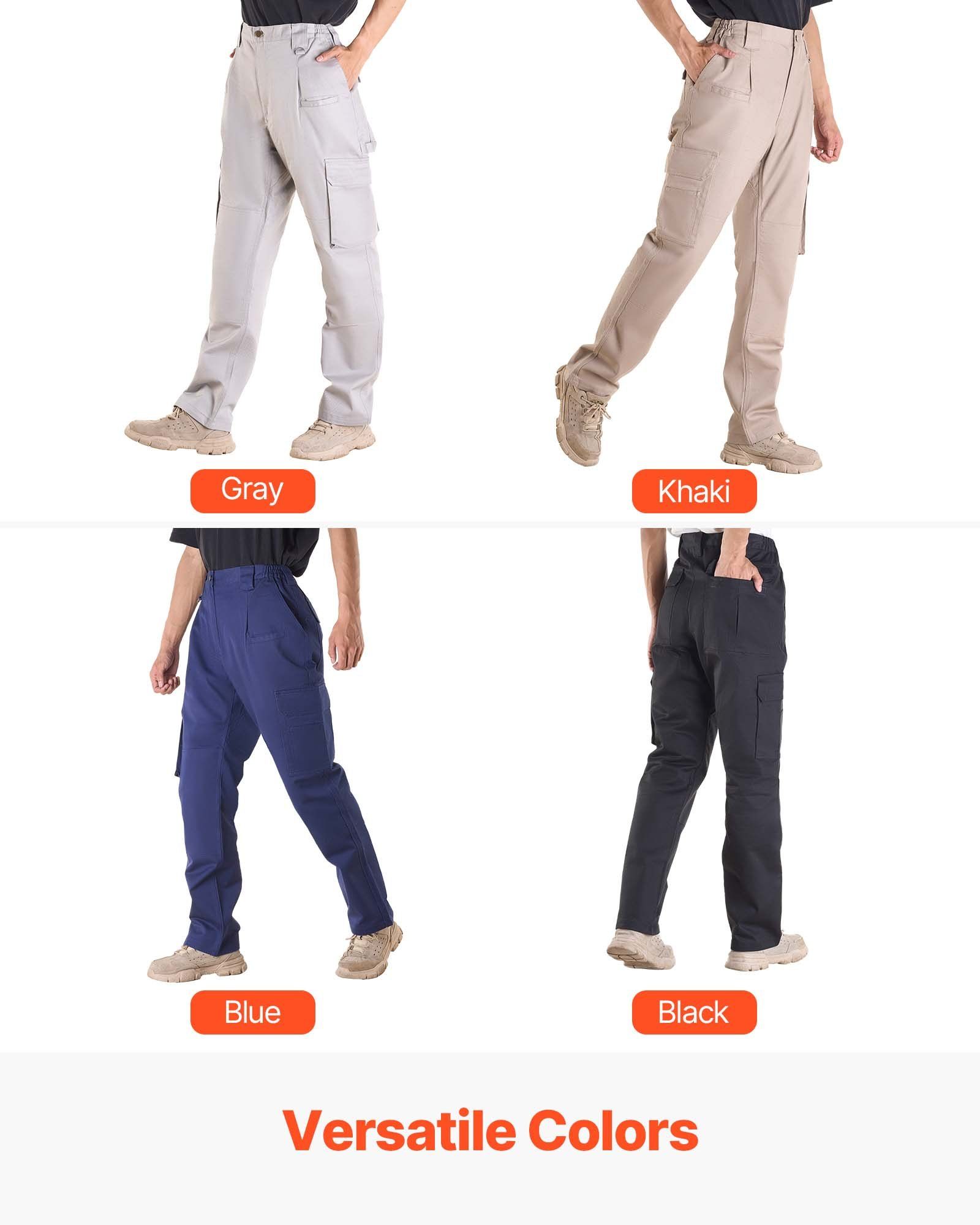 FR Pants for Men, 100% Cotton, Flame-Resistant Cargo Pants with Multi-Pockets and Elastic Waist, Reinforced Tear-proof Stitching, Ideal for Welding Work and Casual Wear, M Size, Black - Image 6