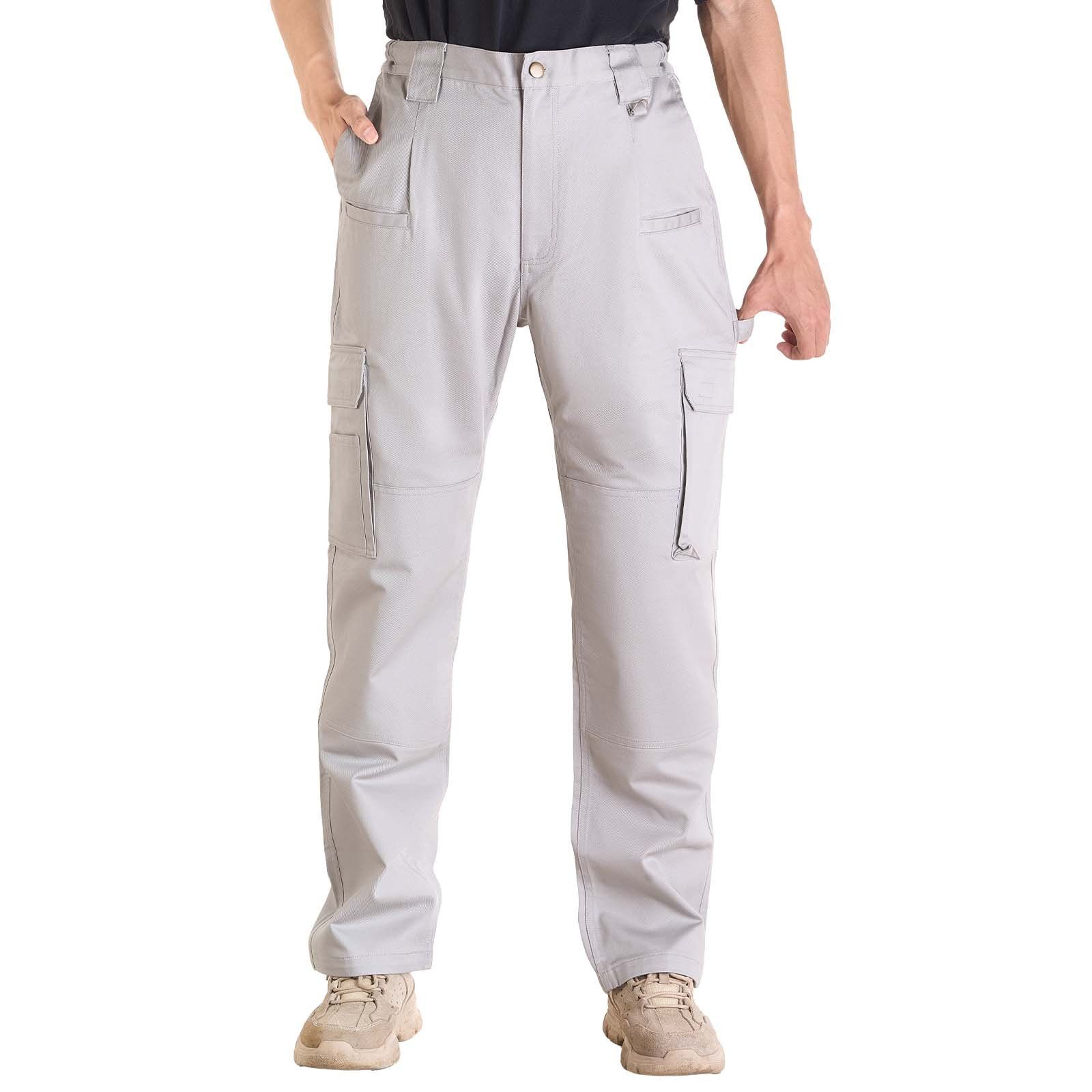 FR Pants for Men, 100% Cotton, Flame-Resistant Cargo Pants with Multi-Pockets and Elastic Waist, Reinforced Tear-proof Stitching, Ideal for Welding Work and Casual Wear, XXL Size, Gray - Image 1