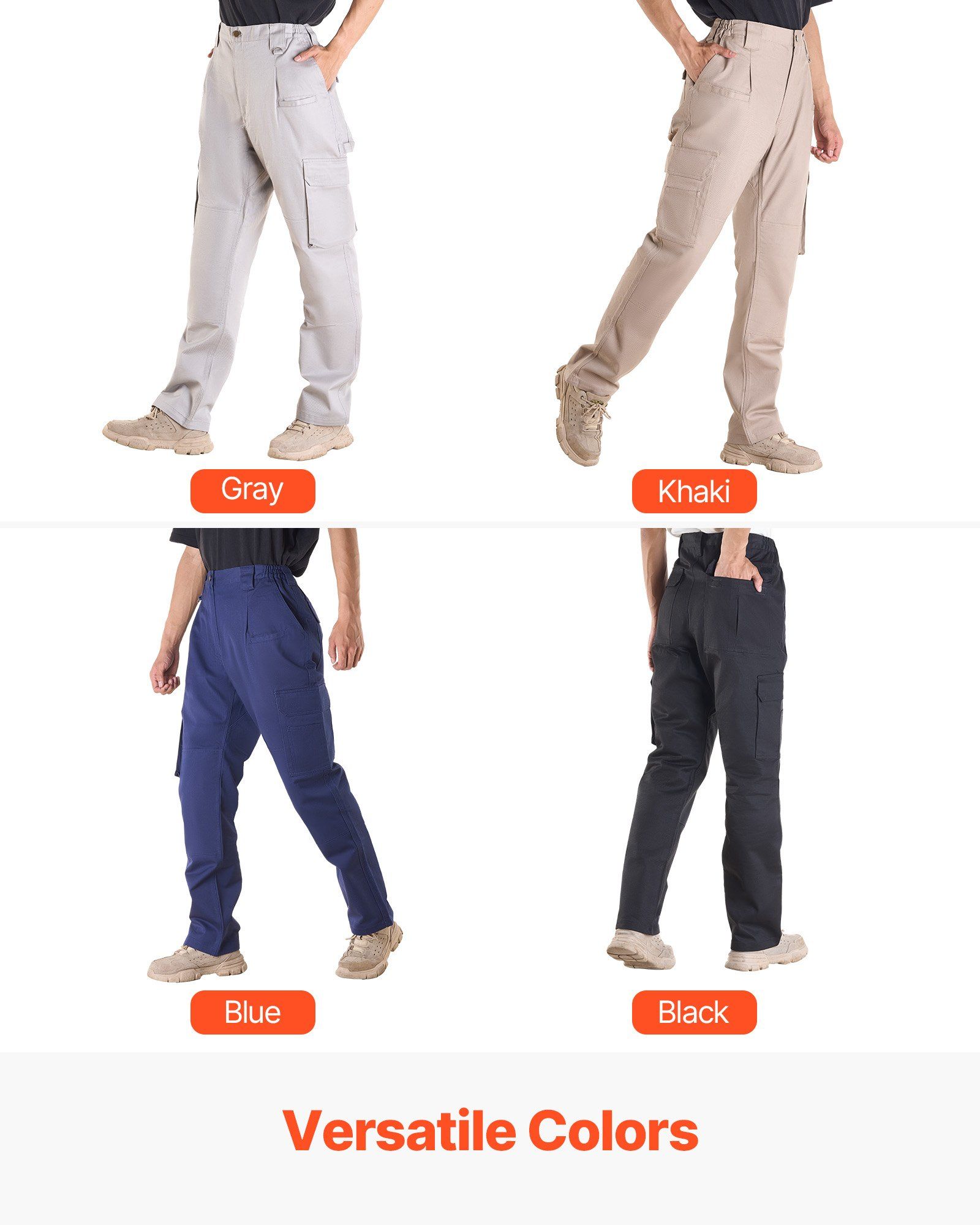 FR Pants for Men, 100% Cotton, Flame-Resistant Cargo Pants with Multi-Pockets and Elastic Waist, Reinforced Tear-proof Stitching, Ideal for Welding Work and Casual Wear, XXL Size, Dark Blue - Image 6