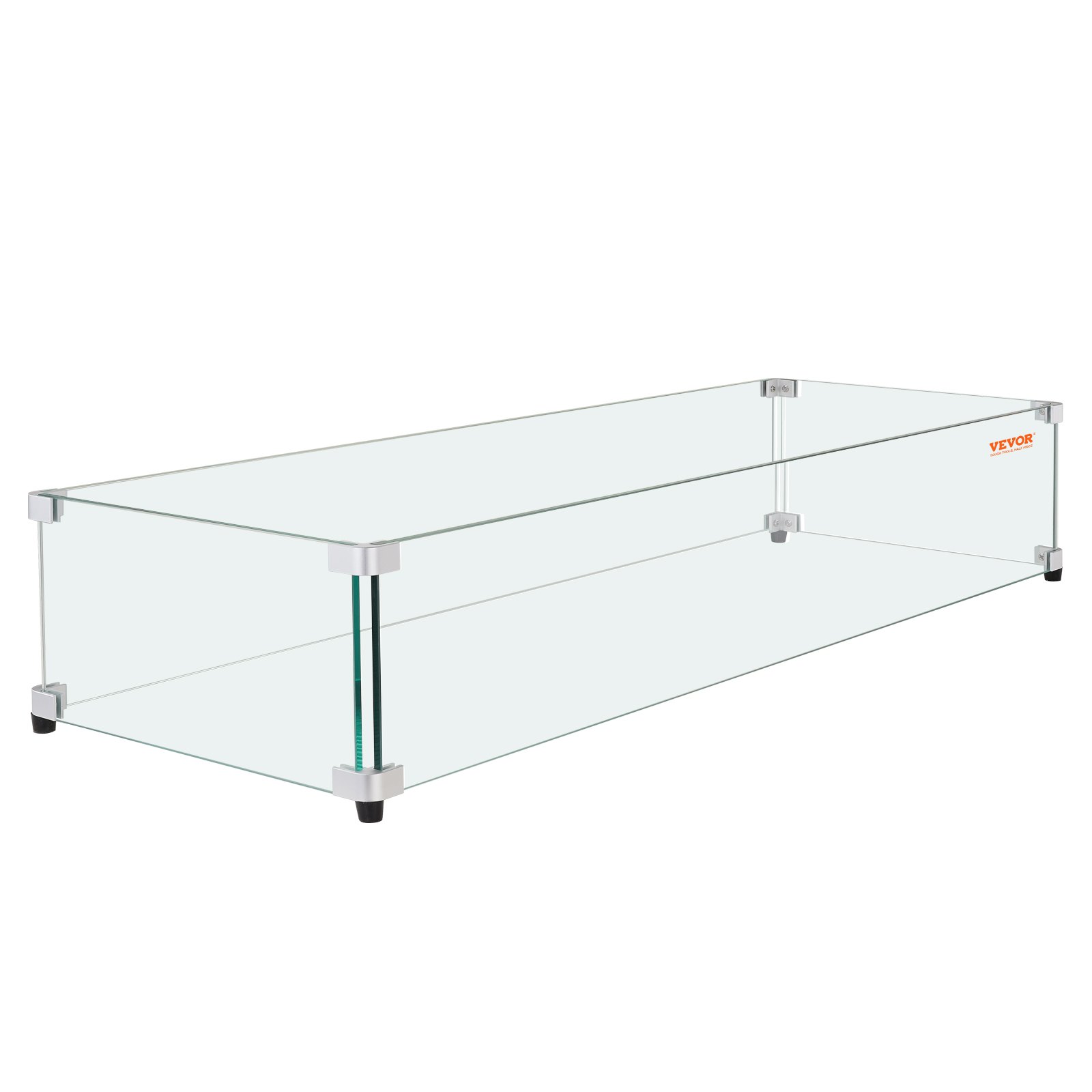 Glass Wind Guard for Rectangular Fire Pit Table 798 x 317 x 165 mm, 8mm Thick and Sturdy Tempered Glass Panel with Hard Aluminum Corner Bracket & Rubber Feet, Easy to Assemble - Image 1