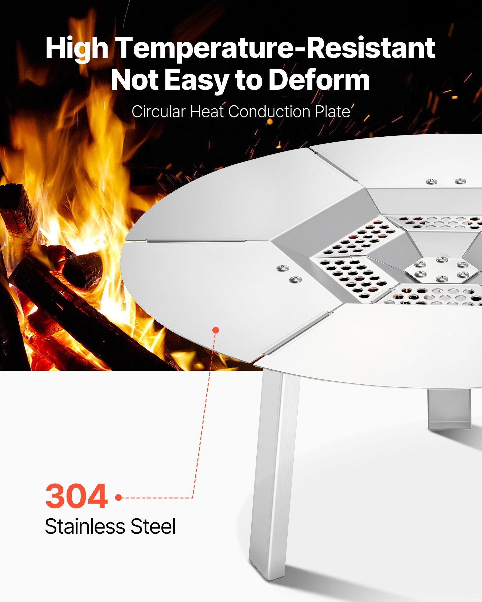 Fire Pit Heat Deflector for Solo Stove Ranger, 508 mm Round for Wood Burning Fire Pit, 304 Stainless Steel Heat Diffuser, Detachable Burner Cover Camping Accessories - Image 3