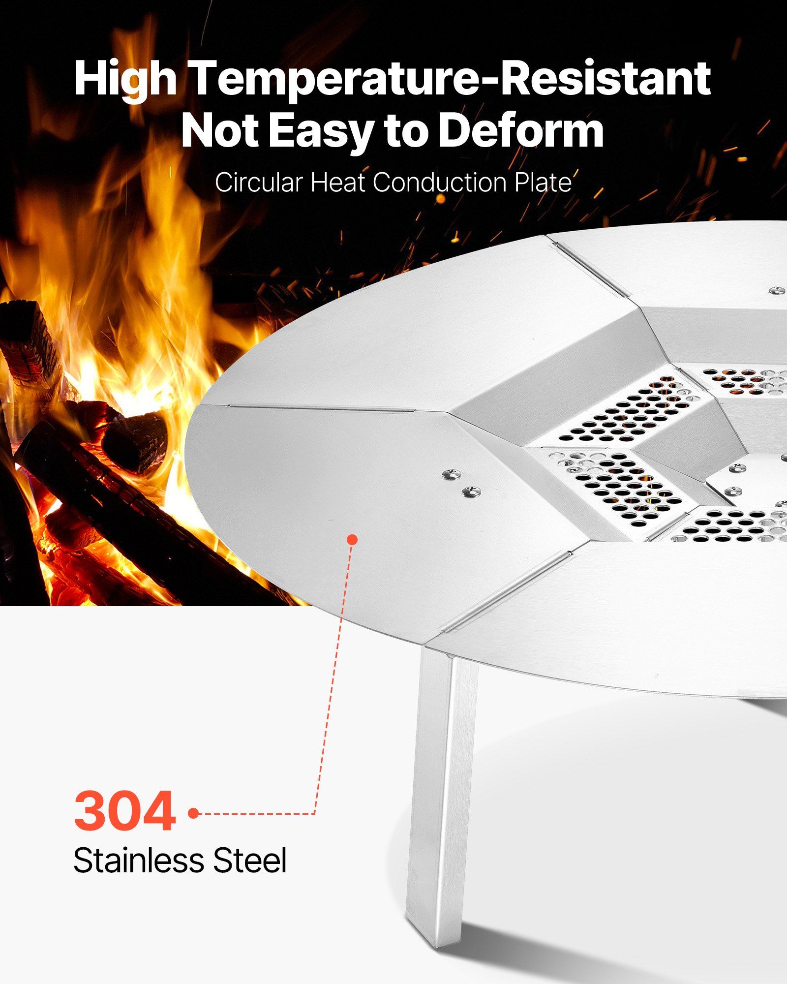 Fire Pit Heat Deflector for Solo Stove Yukon, 635 mm Bonfire Round for Wood Burning Fire Pit, 304 Stainless Steel Heat Diffuser, Detachable Burner Cover Camping Accessories - Image 3