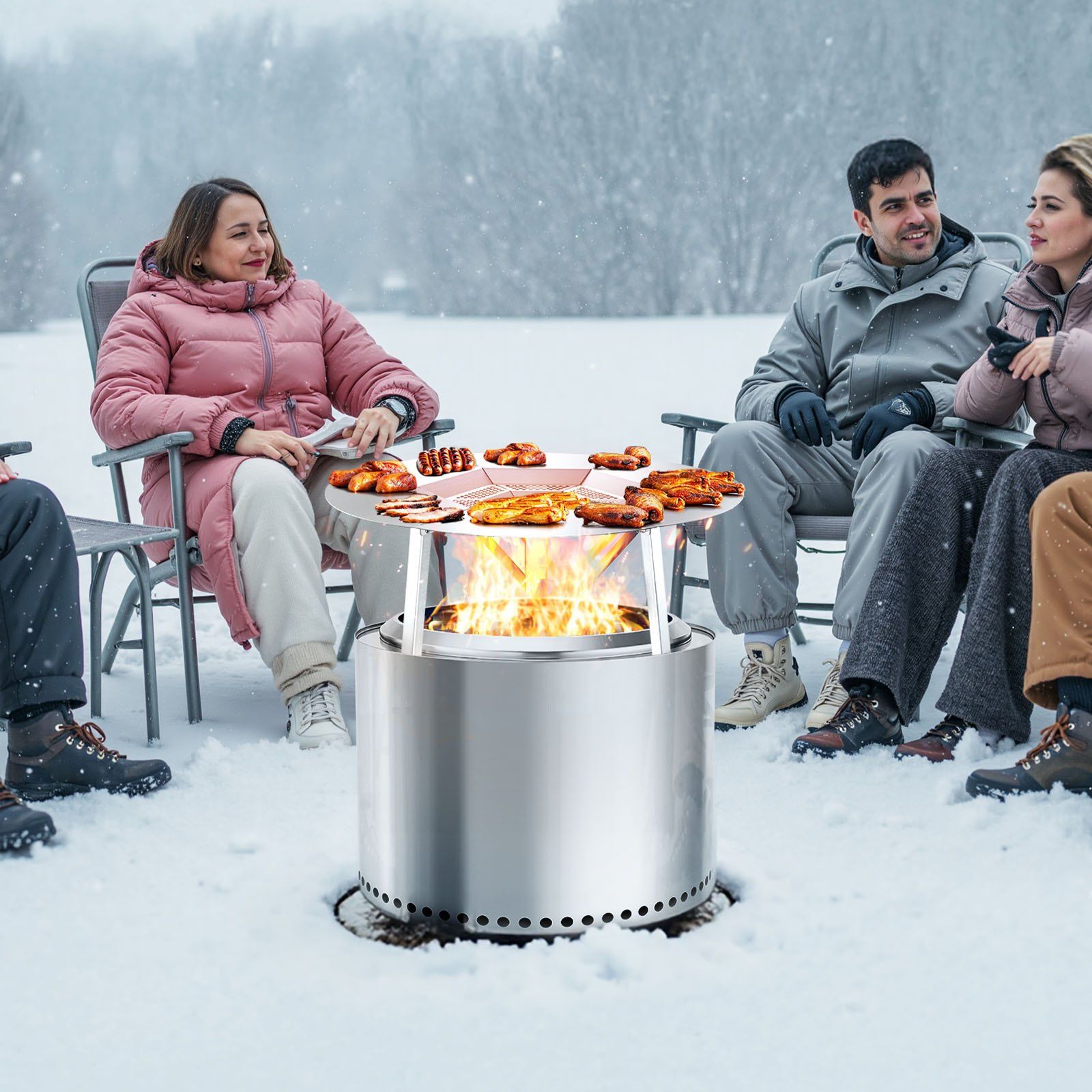 Fire Pit Heat Deflector for Solo Stove Yukon, 635 mm Bonfire Round for Wood Burning Fire Pit, 304 Stainless Steel Heat Diffuser, Detachable Burner Cover Camping Accessories - Image 8