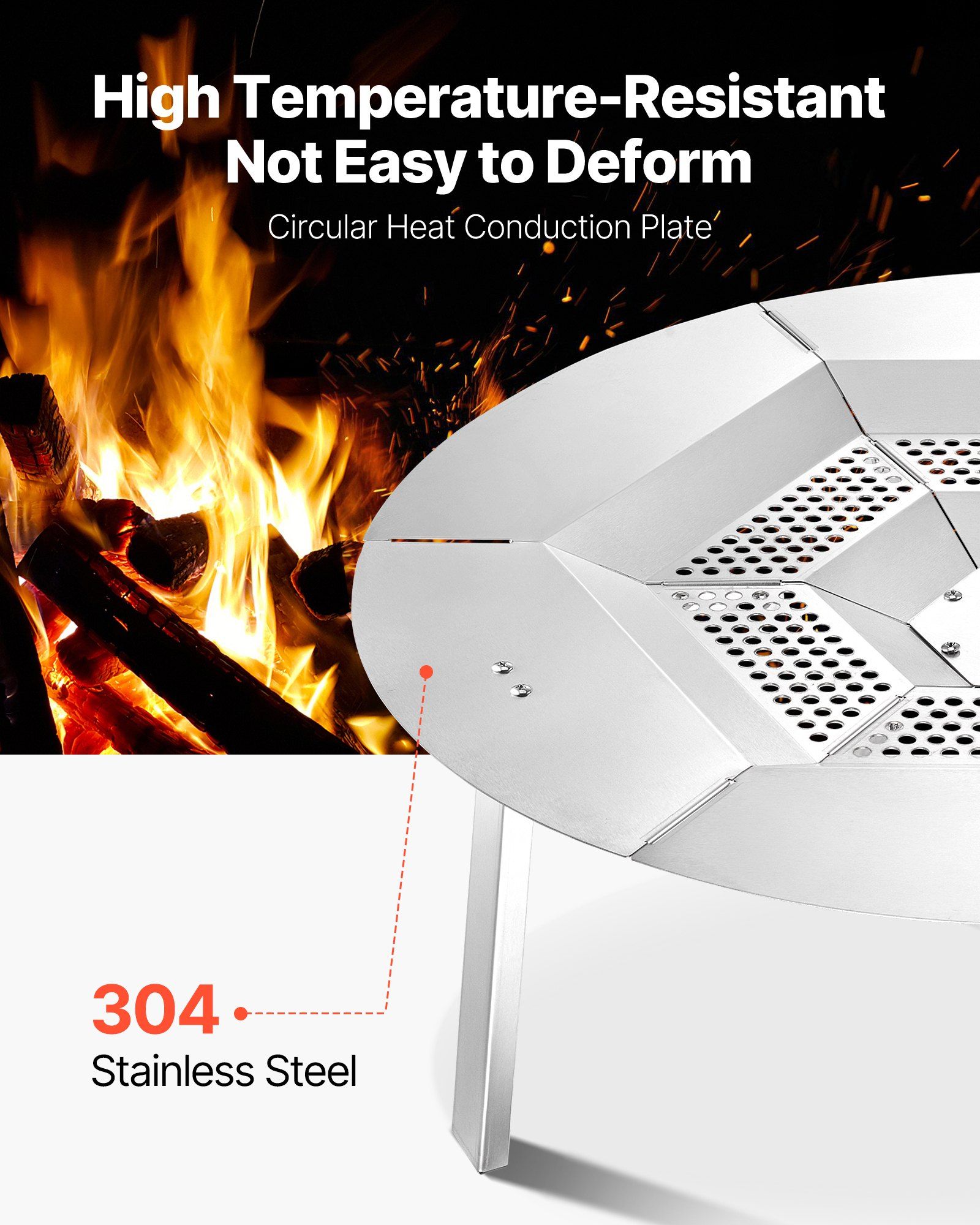 Fire Pit Heat Deflector for Solo Stove Yukon, 685.8 mm Bonfire Round for Wood Burning Fire Pit, 304 Stainless Steel Heat Diffuser, Detachable Burner Cover Camping Accessories - Image 3