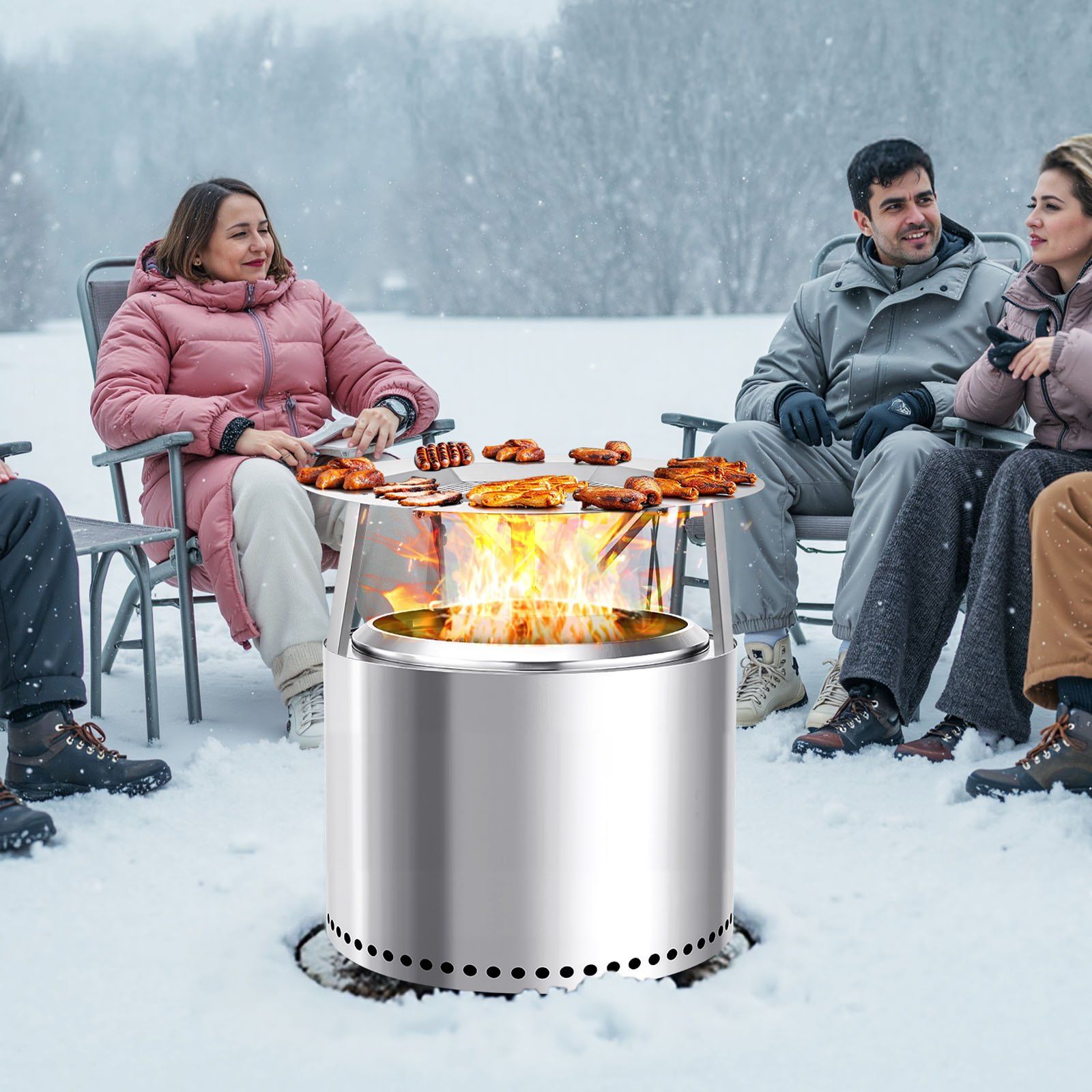 Fire Pit Heat Deflector for Solo Stove Yukon, 685.8 mm Bonfire Round for Wood Burning Fire Pit, 304 Stainless Steel Heat Diffuser, Detachable Burner Cover Camping Accessories - Image 8