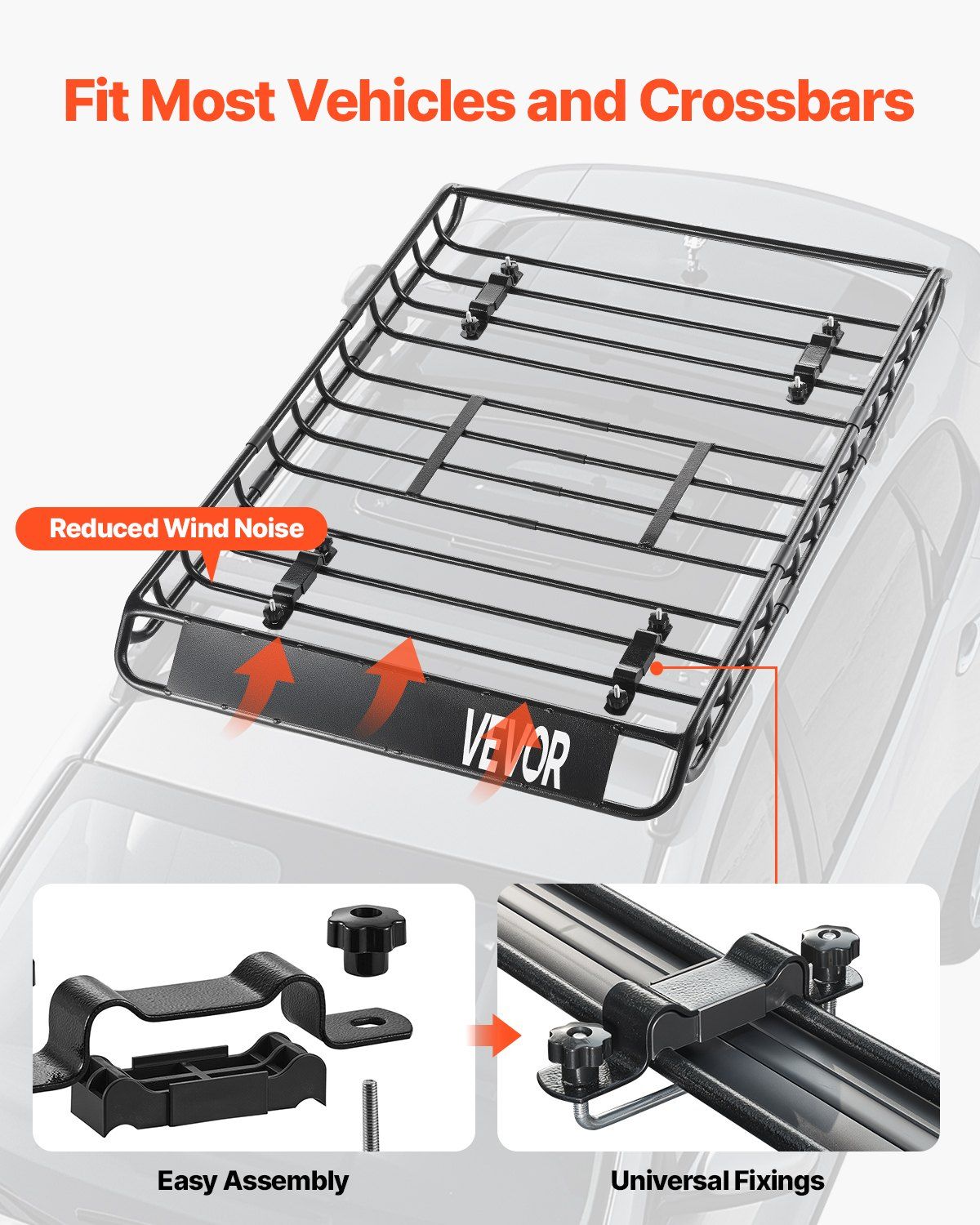 Roof Rack Basket, 1300 x 910 x 105 mm, Universal Rooftop Cargo Carrier with 44.1 x 34.3 x 10.2 in Cargo Bag, Net, Ratchet Straps, 90.7 kg Max Load Capacity Car Top Luggage Holder, for SUV Car - Image 3