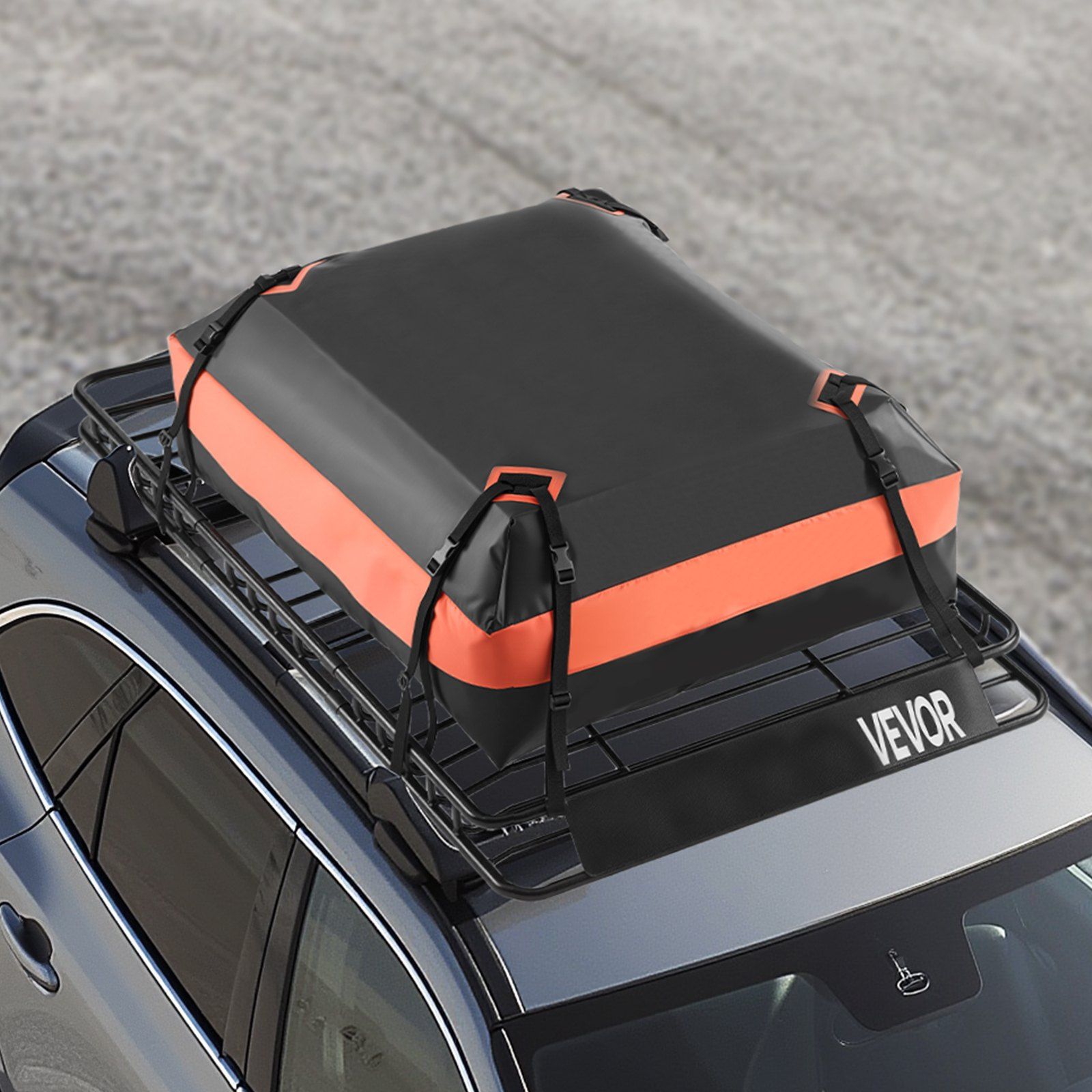 Roof Rack Basket, 1625 x 990 x 105 mm, Universal Rooftop Cargo Carrier with 1120 x 870 x 260 mm Cargo Bag, Net, Ratchet Straps, 113.4 kg Max Load Capacity Car Top Luggage Holder, for SUV Car - Image 8