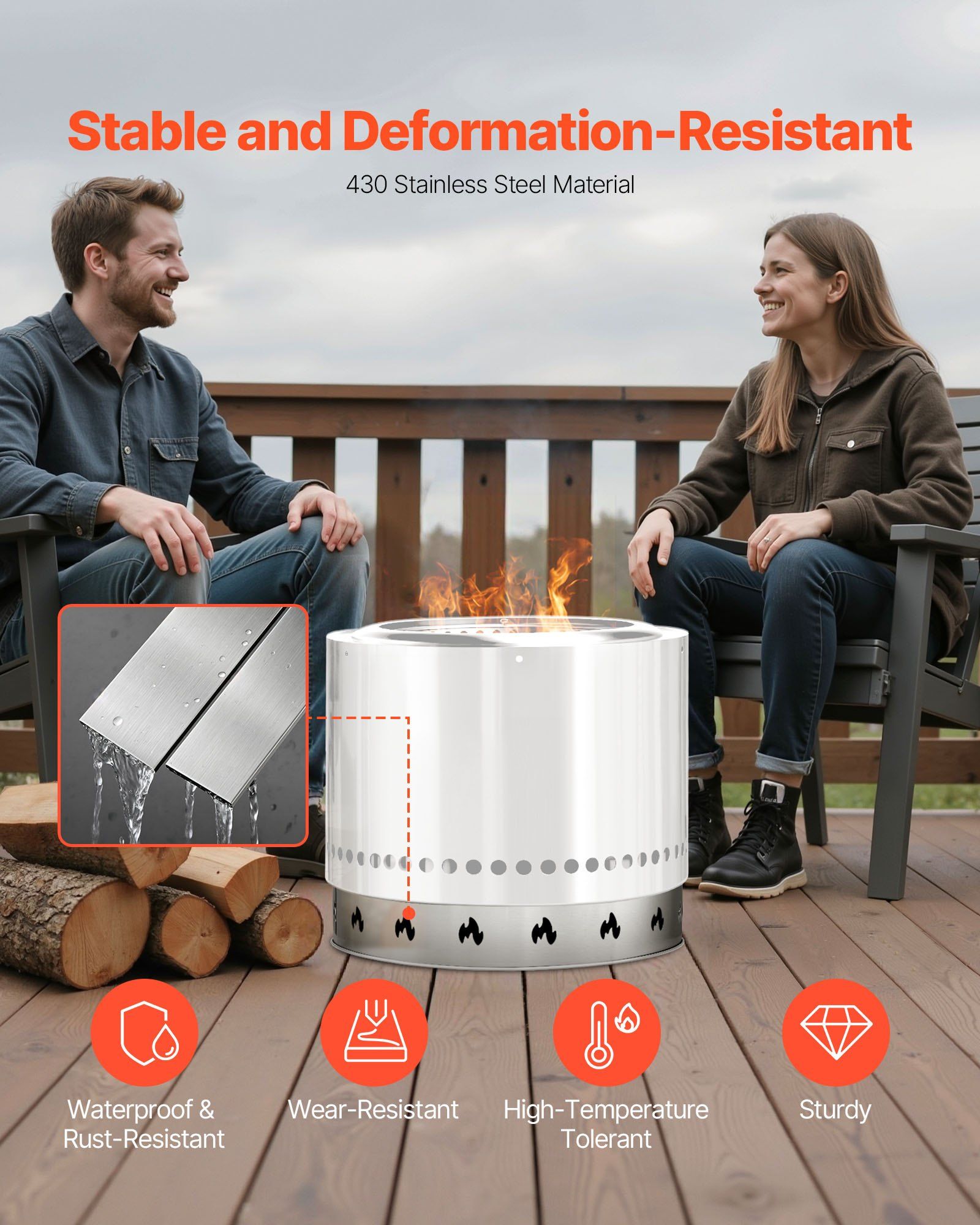 Fire Pit Stand for Solo Stove Bonfire, 68.6 cm Smokeless Fire Pit Ring, Stainless Steel Fireplace Stove Ranger Support Frame Accessory, Portable Outdoor Camping Holder Tools for Fireplace - Image 3