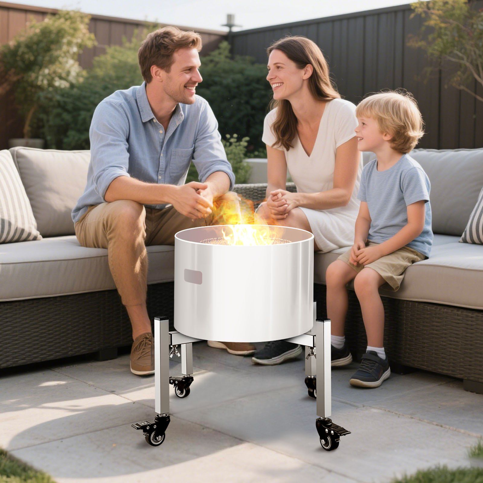 Fire Pit Stand, 38-68.6 cm Adjustable Stretch with 4 Casters, Firepit Stand for Solo Stove Bonfire Ranger Yukon & Other Outside Firepit, Stainless Steel Camping Fire Pit Accessory for Fireplace - Image 8