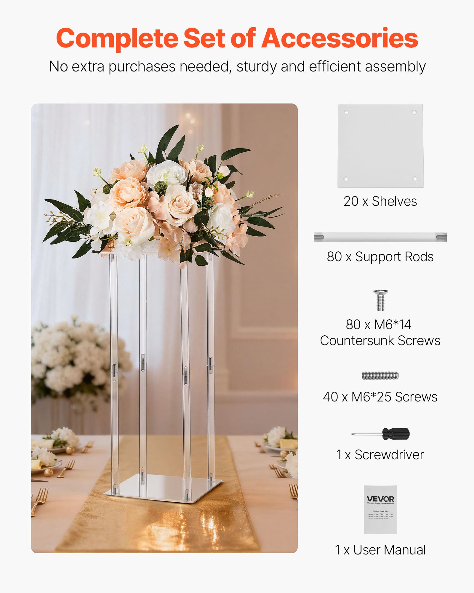 Wedding Flower Stand, 10PCS 50cm Column Flower Stand, Floral Stands with Acrylic Laminate, Cylindrical Cubic Floral Display Rack for Wedding, Party, Birthday, Home, Centerpiece Stands - Image 5