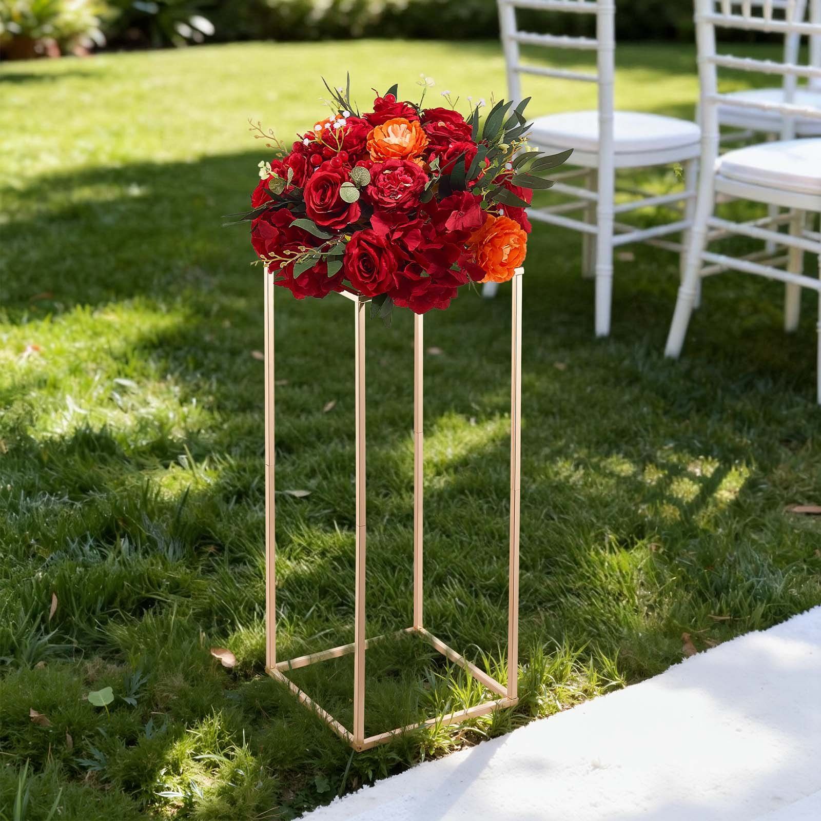 Wedding Flower Stand, 10PCS 60cm Column Flower Stand, Floral Stands with Metal Laminate, Gold Rectangular Floral Display Rack for Wedding, Party, Birthday, Home,  Gold Centerpiece Stands - Image 8