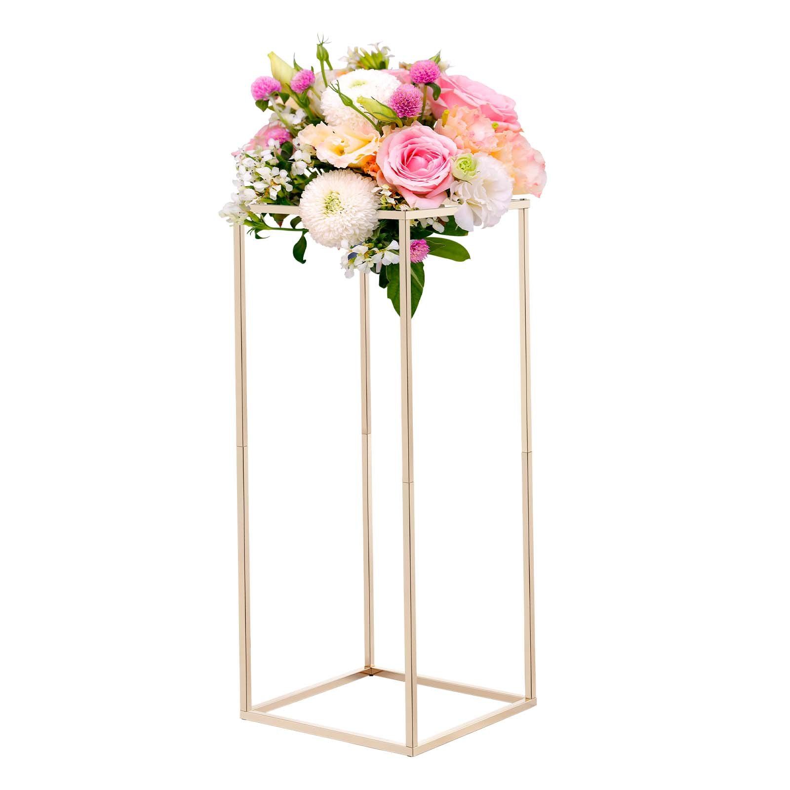 Wedding Flower Stand, 10PCS 60cm Column Flower Stand, Floral Stands with Hidden Screw, Rectangular Cubic Floral Display Rack for Wedding, Party, Birthday, Home, Gold Centerpiece Stands - Image 1