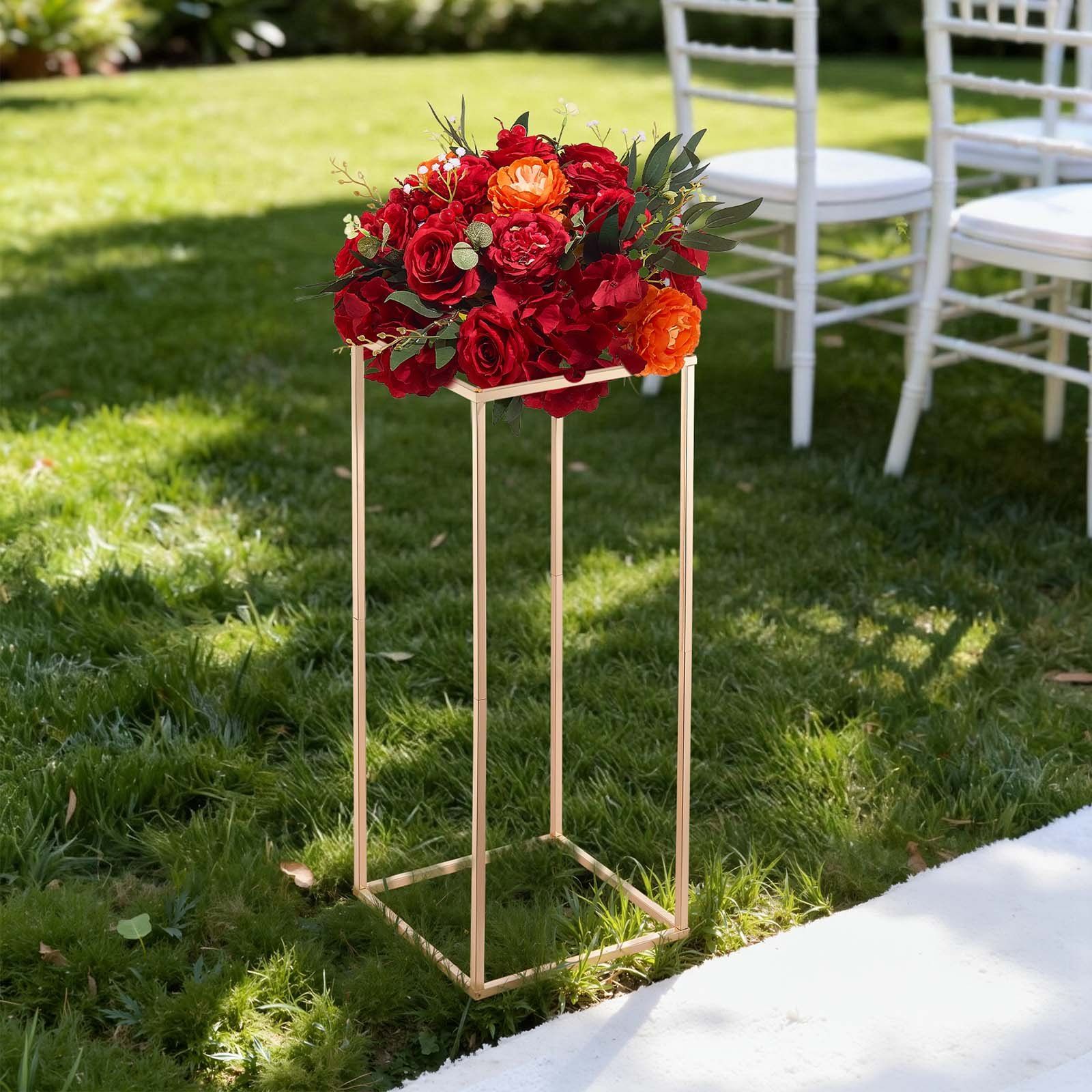 Wedding Flower Stand, 10PCS 60cm Column Flower Stand, Floral Stands with Hidden Screw, Rectangular Cubic Floral Display Rack for Wedding, Party, Birthday, Home, Gold Centerpiece Stands - Image 8