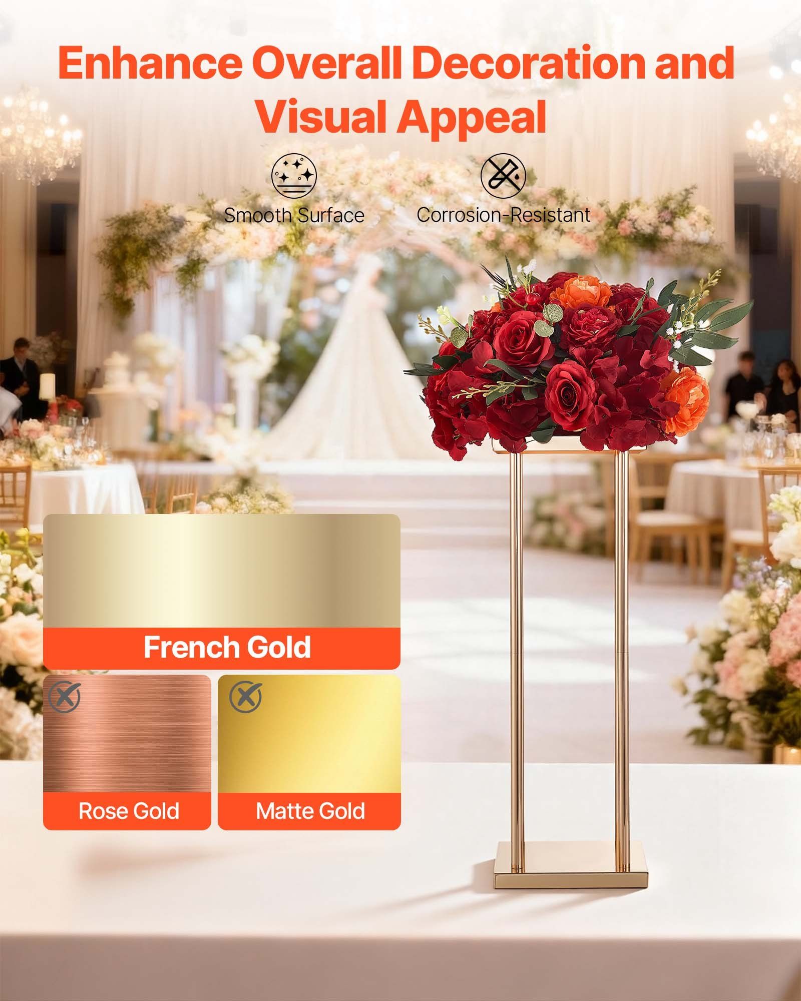 Wedding Flower Stand, 10PCS 60cm Column Flower Stand, Floral Stands with Metal Laminate, Cylindrical Cubic Floral Display Rack for Wedding, Party, Birthday, Home, Gold Centerpiece Stands - Image 4