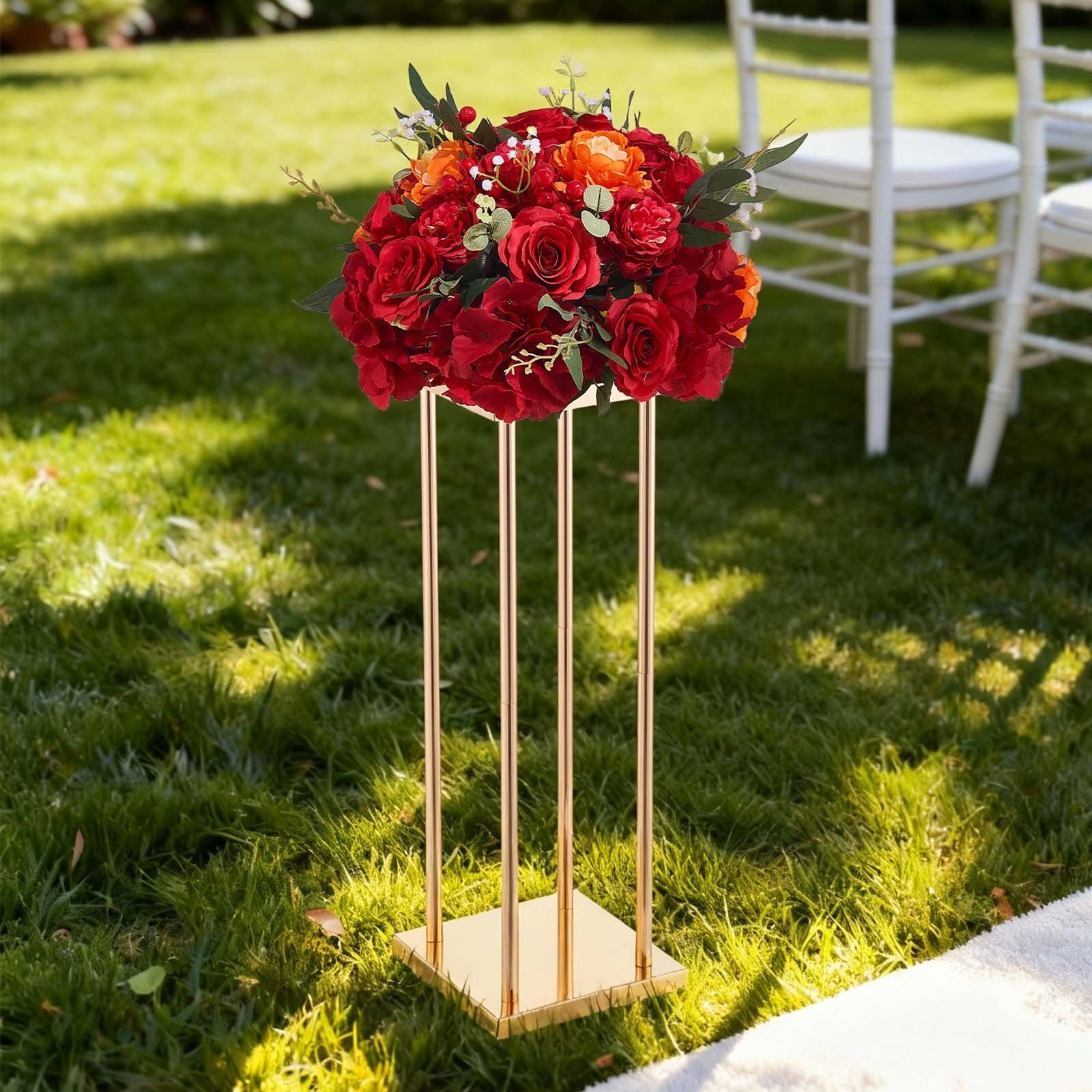 Wedding Flower Stand, 10PCS 60cm Column Flower Stand, Floral Stands with Metal Laminate, Cylindrical Cubic Floral Display Rack for Wedding, Party, Birthday, Home, Gold Centerpiece Stands - Image 8