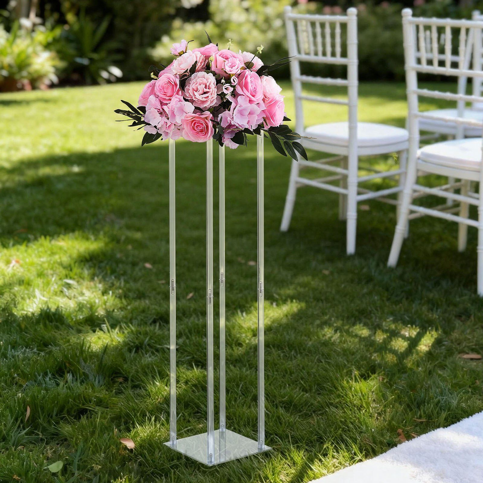 Wedding Flower Stand, 10PCS 80cm Column Flower Stand, Floral Stands with Acrylic Laminate, Cylindrical Cubic Floral Display Rack for Wedding, Party, Birthday, Home, Centerpiece Stands - Image 8