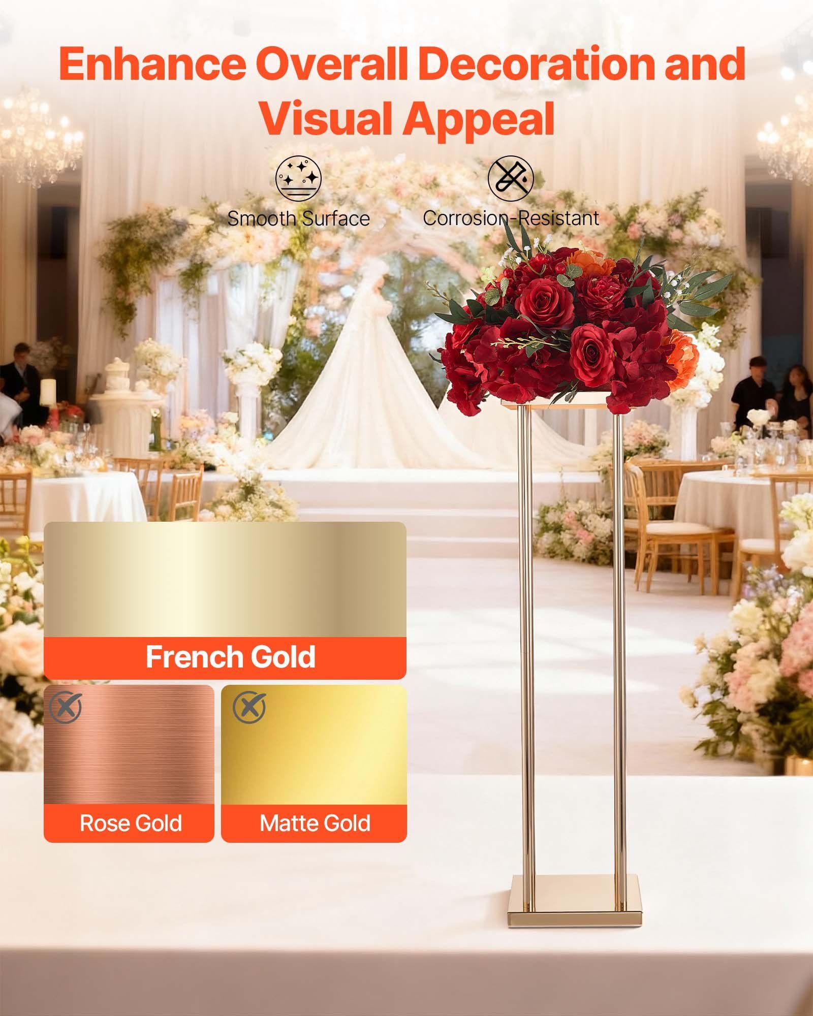 Wedding Flower Stand, 10PCS 80cm Column Flower Stand, Floral Stands with Metal Laminate, Cylindrical Cubic Floral Display Rack for Wedding, Party, Birthday, Home, Gold Centerpiece Stands - Image 4