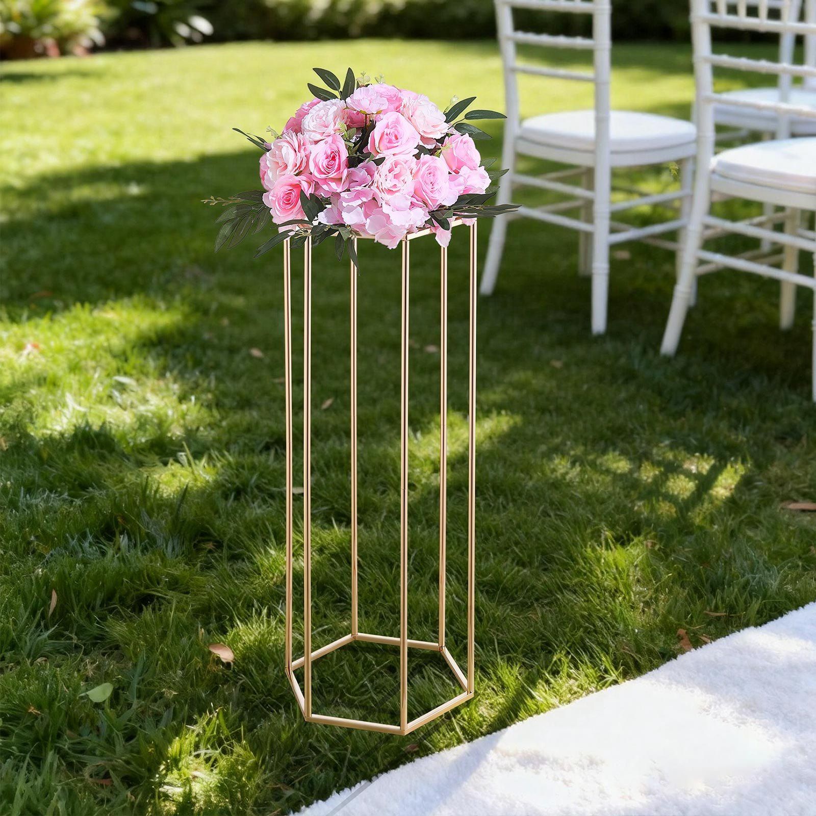 Wedding Flower Stand, 10PCS 80cm Column Flower Stand, Floral Stands with Acrylic Laminate, Hexagonal Cubic Floral Display Rack for Wedding, Party, Birthday, Home, Gold Centerpiece Stands - Image 8