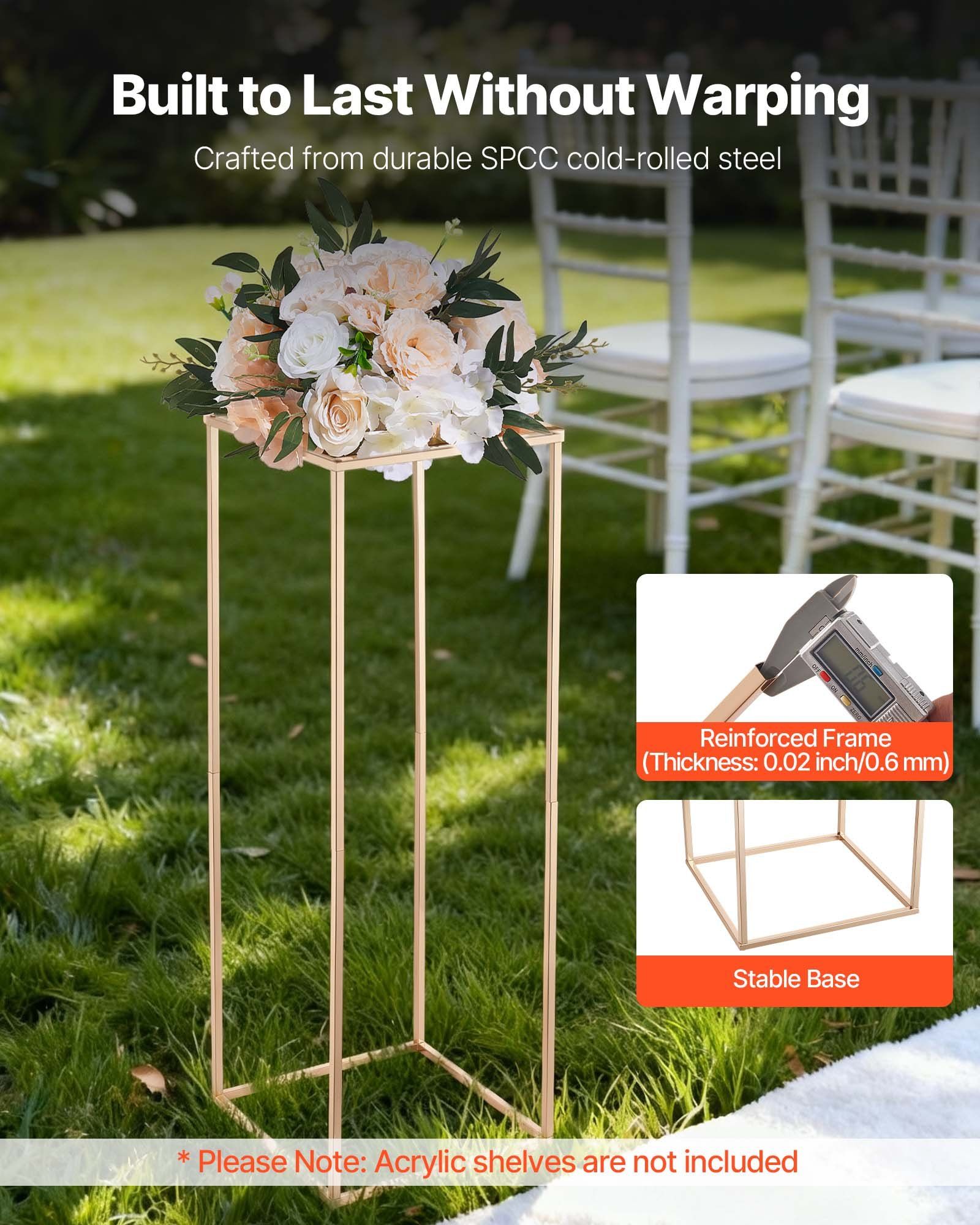 Wedding Flower Stand, 10PCS 80cm Column Flower Stand, Floral Stands with Hidden Screw, Rectangular Cubic Floral Display Rack for Wedding, Party, Birthday, Home, Gold Centerpiece Stands - Image 3