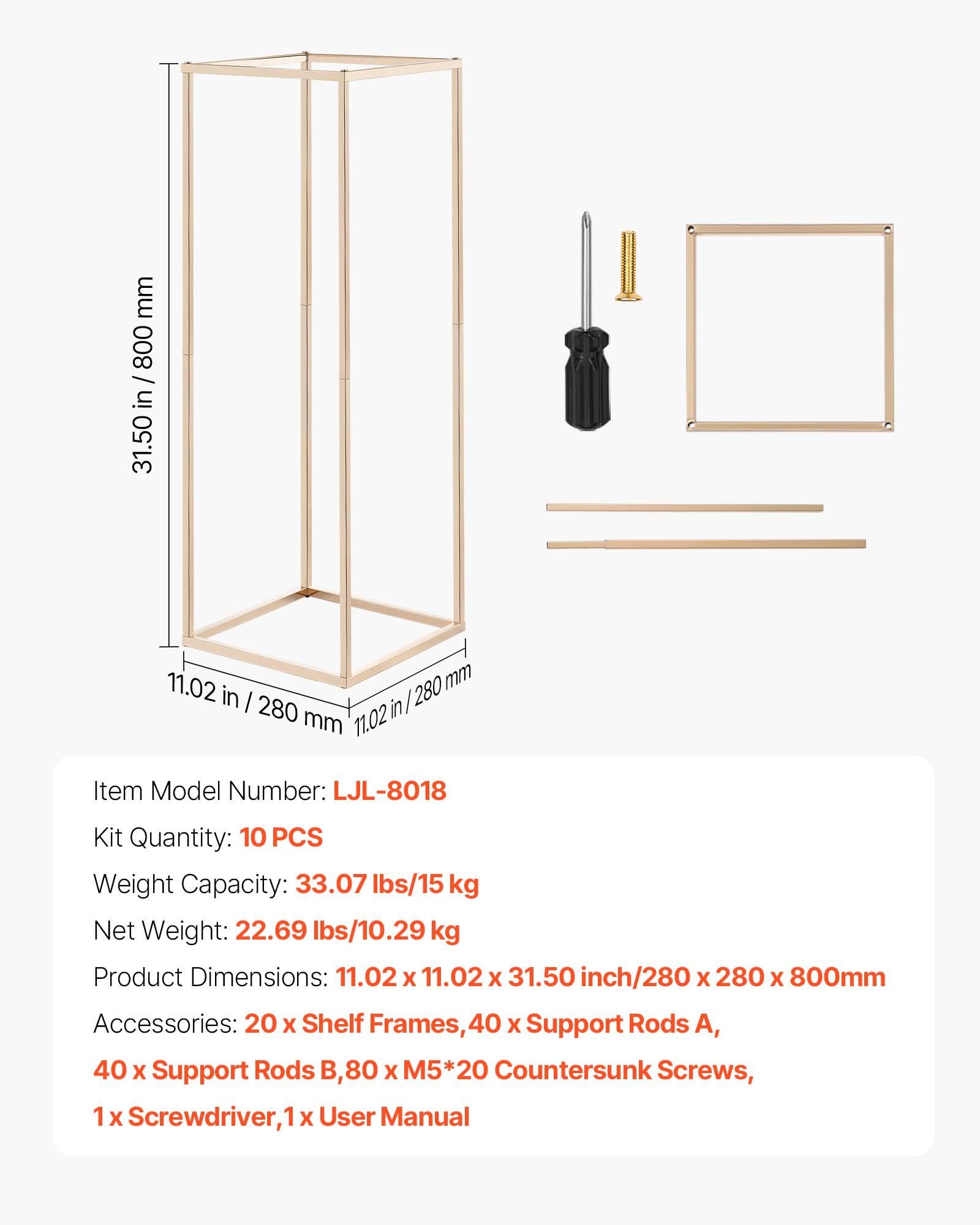 Wedding Flower Stand, 10PCS 80cm Column Flower Stand, Floral Stands with Hidden Screw, Rectangular Cubic Floral Display Rack for Wedding, Party, Birthday, Home, Gold Centerpiece Stands - Image 7