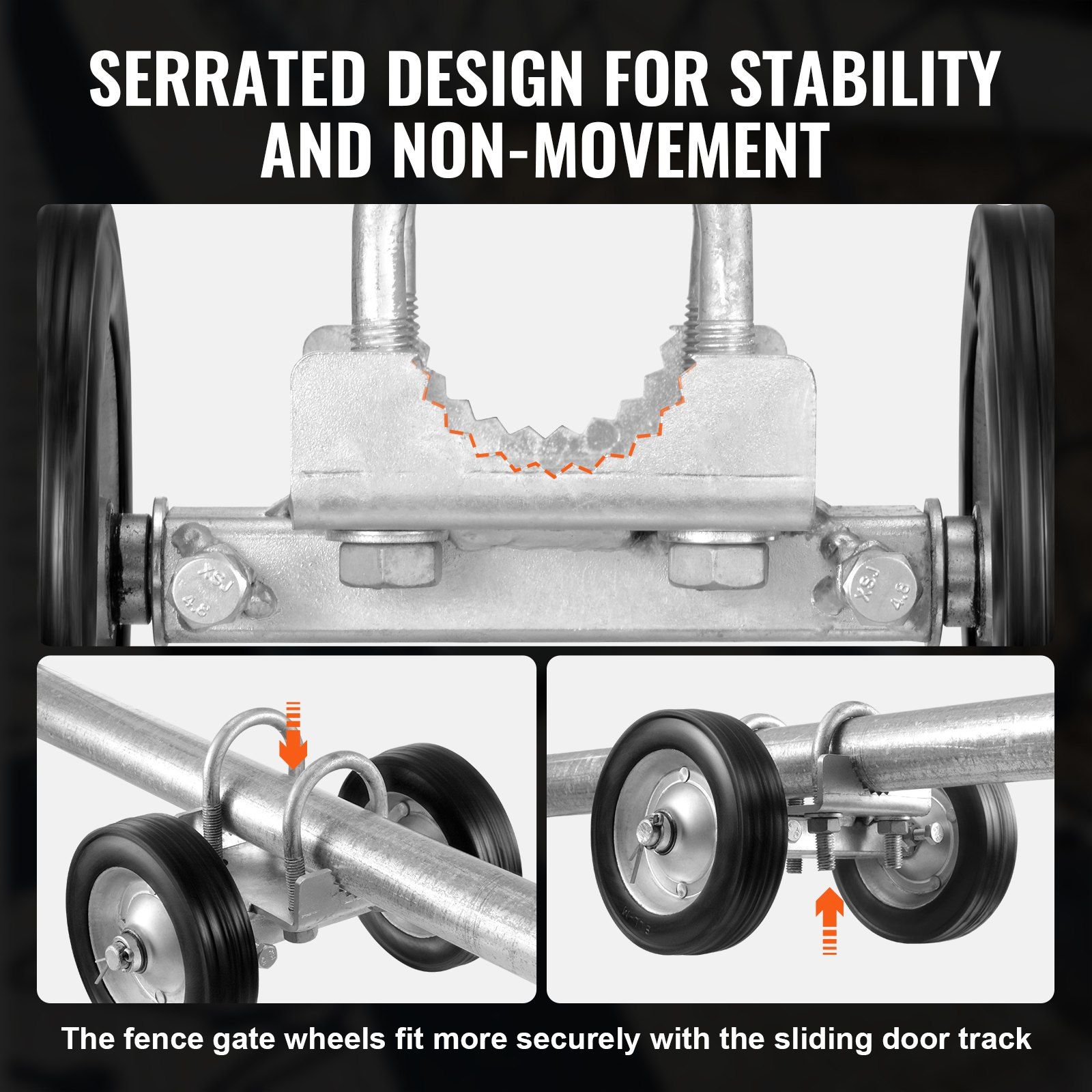 Sliding Gate Kit, 6” Rolling Gate Hardware Kit, Universal Adjustable Sliding Gate Rollers Track Wheels, Heavy Duty Sliding Gate Guide Roller for Sliding Gates and Rolling Door,600lbs Load,Black - Image 5