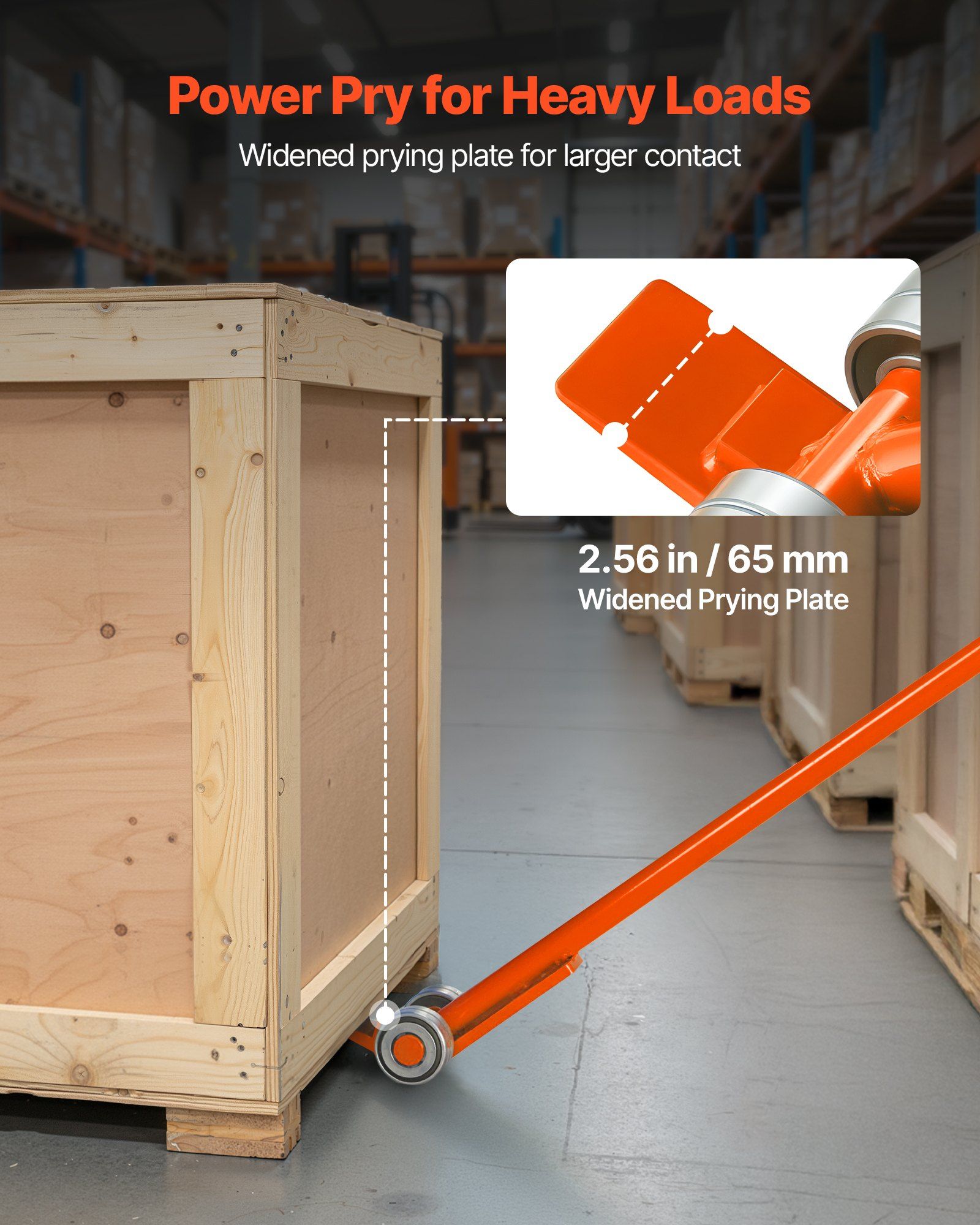 Prylever Bar, 2994 kg Weight Capacity, 1.4 m Carbon Steel Handle Lever Dolly, Pry Lever Bar with Wheels for Large Pallets, Heavy Items, Concrete Blocks, Heavy Duty Equipment Handling - Image 2