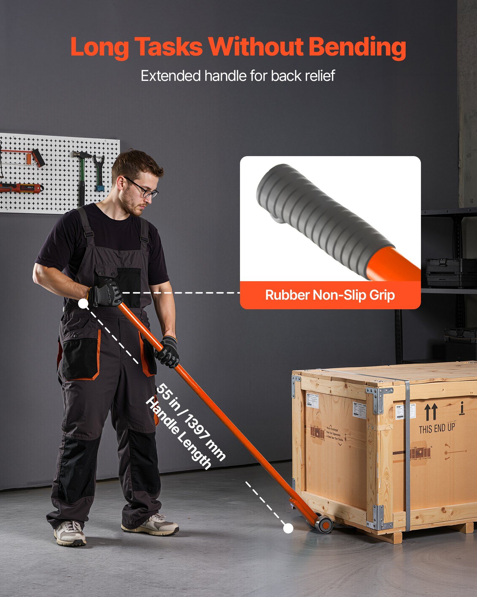 Prylever Bar, 2994 kg Weight Capacity, 1.4 m Carbon Steel Handle Lever Dolly, Pry Lever Bar with Wheels for Large Pallets, Heavy Items, Concrete Blocks, Heavy Duty Equipment Handling - Image 5