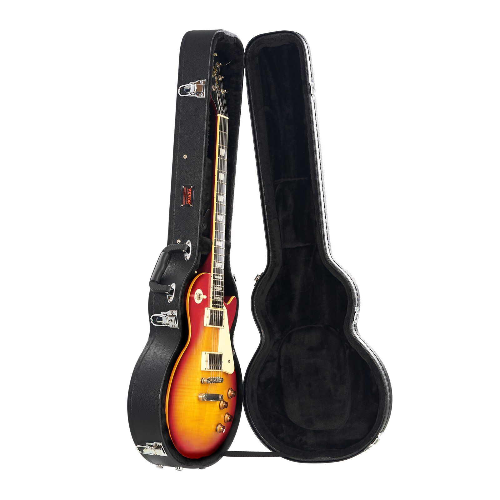 Electric Guitar Hard Case, 1050 mm Gourd-Shaped Guitar Hard Case, With Lock Latch Key Handle, PVC Padding Soft Lining Water-Resistant Hard Shell Guitar Cases, for 990 mm LES Paul Guitars, Black - Image 1