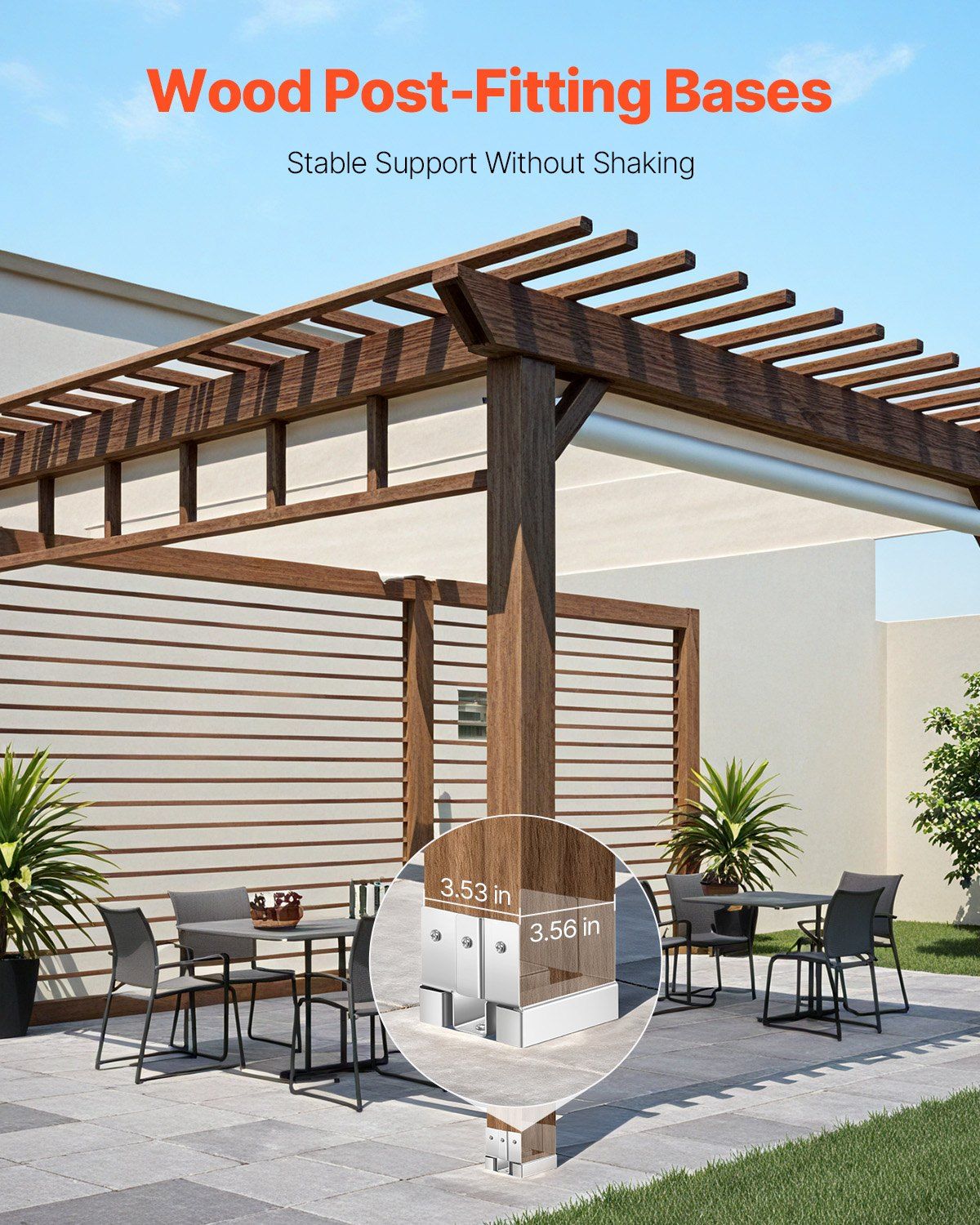 4x4 Post Base 10 Pcs, Inner Size 3.53x3.56inch/89.6x90.5mm Concrete Post Anchor, Heavy-Duty Zinc-Plated Carbon Steel Posts Brackets with 1 Inch Standoff Elevation, for Concrete Pergolas Patios - Image 2
