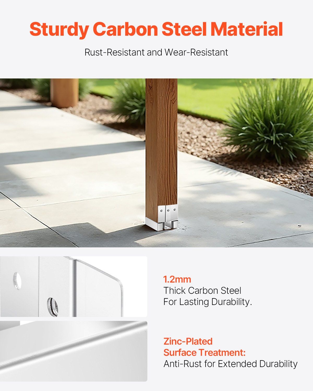 4x4 Post Base 10 Pcs, Inner Size 3.53x3.56inch/89.6x90.5mm Concrete Post Anchor, Heavy-Duty Zinc-Plated Carbon Steel Posts Brackets with 1 Inch Standoff Elevation, for Concrete Pergolas Patios - Image 3