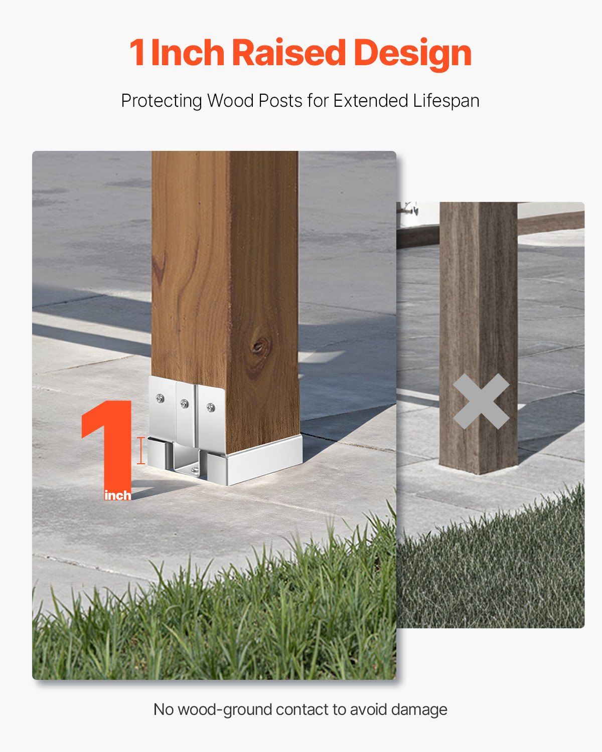 4x4 Post Base 10 Pcs, Inner Size 3.53x3.56inch/89.6x90.5mm Concrete Post Anchor, Heavy-Duty Zinc-Plated Carbon Steel Posts Brackets with 1 Inch Standoff Elevation, for Concrete Pergolas Patios - Image 5
