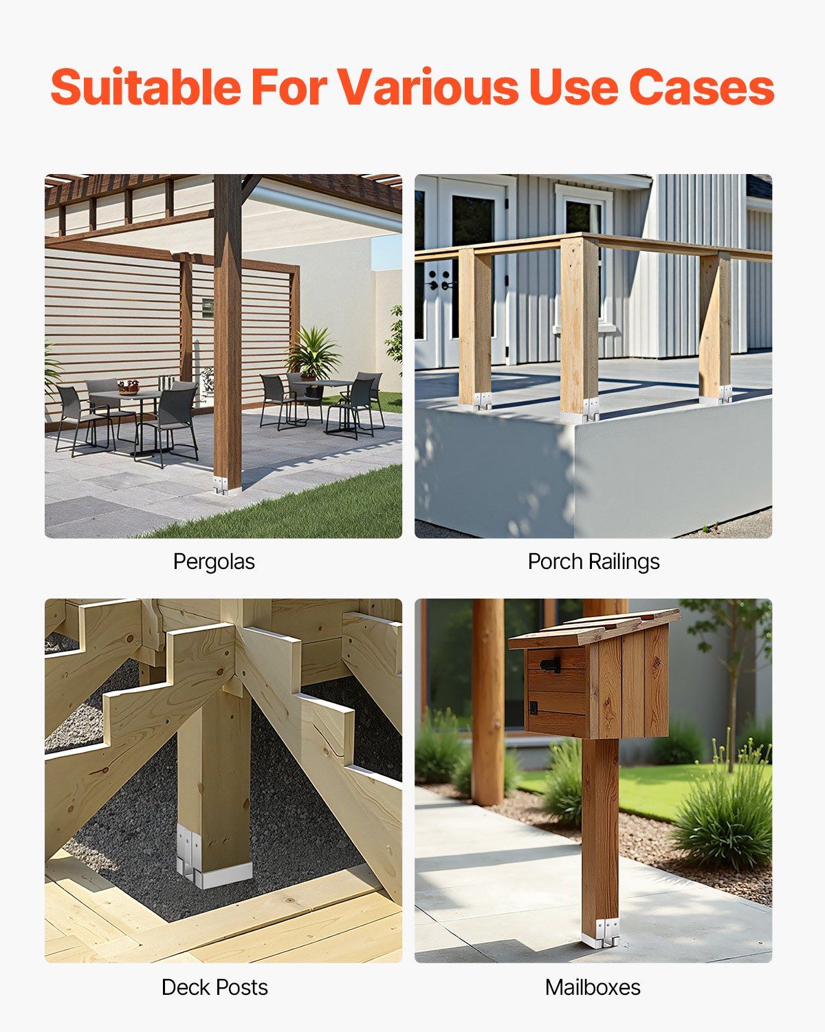 4x4 Post Base 10 Pcs, Inner Size 3.53x3.56inch/89.6x90.5mm Concrete Post Anchor, Heavy-Duty Zinc-Plated Carbon Steel Posts Brackets with 1 Inch Standoff Elevation, for Concrete Pergolas Patios - Image 6