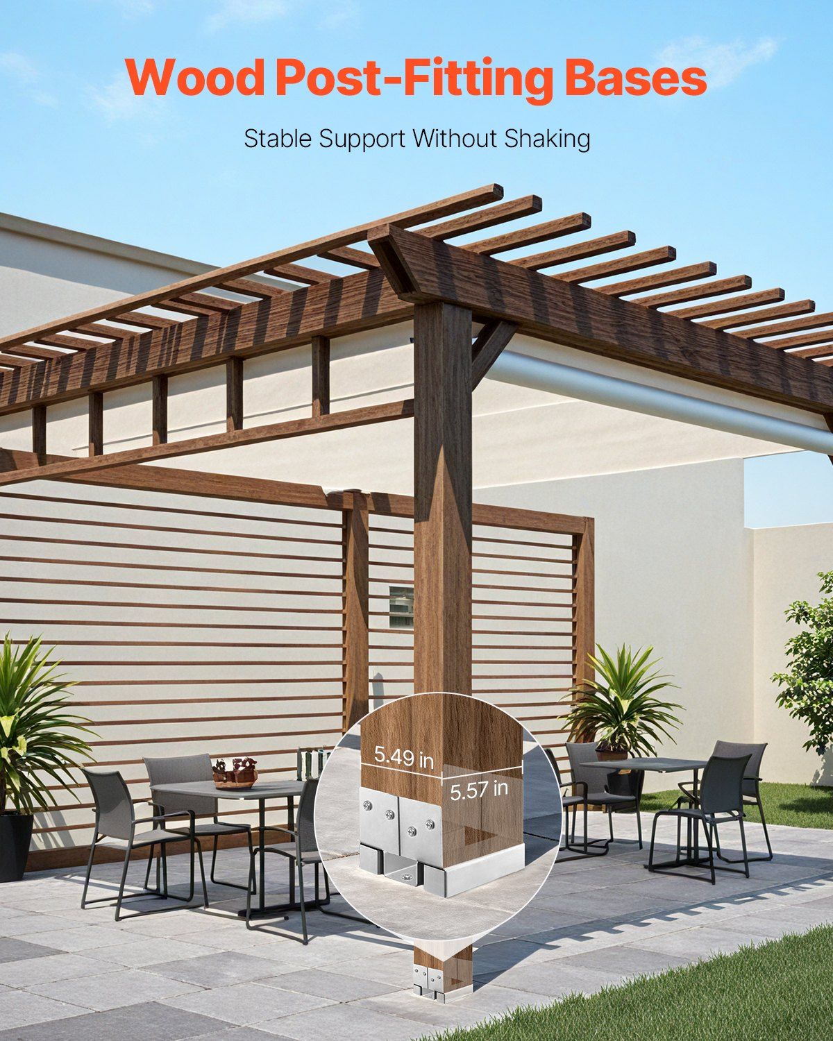 6x6 Post Base 10 Pcs, Inner Size 5.49x5.57inch/139.5x141.5mm Concrete Post Anchor, Heavy-Duty Zinc-Plated Carbon Steel Posts Brackets with 1 Inch Standoff Elevation, for Concrete Pergolas Patio - Image 2