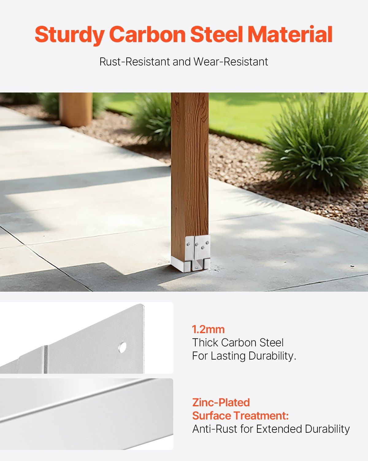 6x6 Post Base 10 Pcs, Inner Size 5.49x5.57inch/139.5x141.5mm Concrete Post Anchor, Heavy-Duty Zinc-Plated Carbon Steel Posts Brackets with 1 Inch Standoff Elevation, for Concrete Pergolas Patio - Image 3