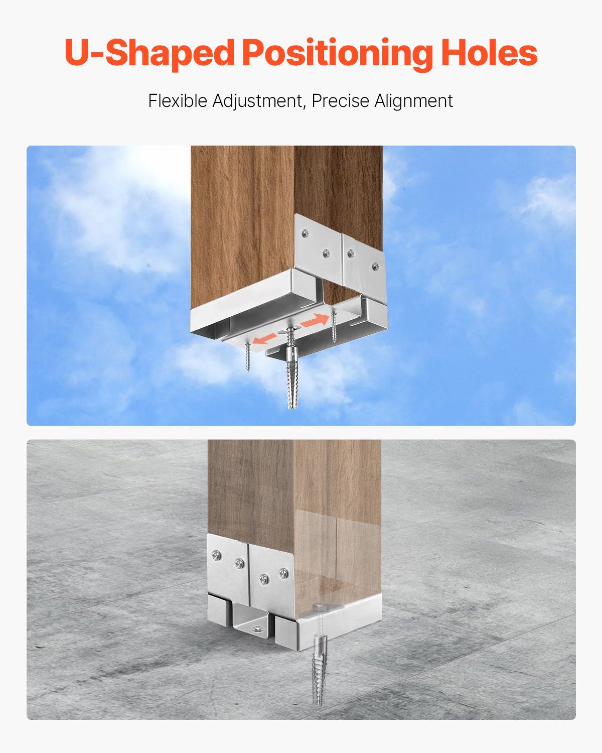 6x6 Post Base 10 Pcs, Inner Size 5.49x5.57inch/139.5x141.5mm Concrete Post Anchor, Heavy-Duty Zinc-Plated Carbon Steel Posts Brackets with 1 Inch Standoff Elevation, for Concrete Pergolas Patio - Image 4