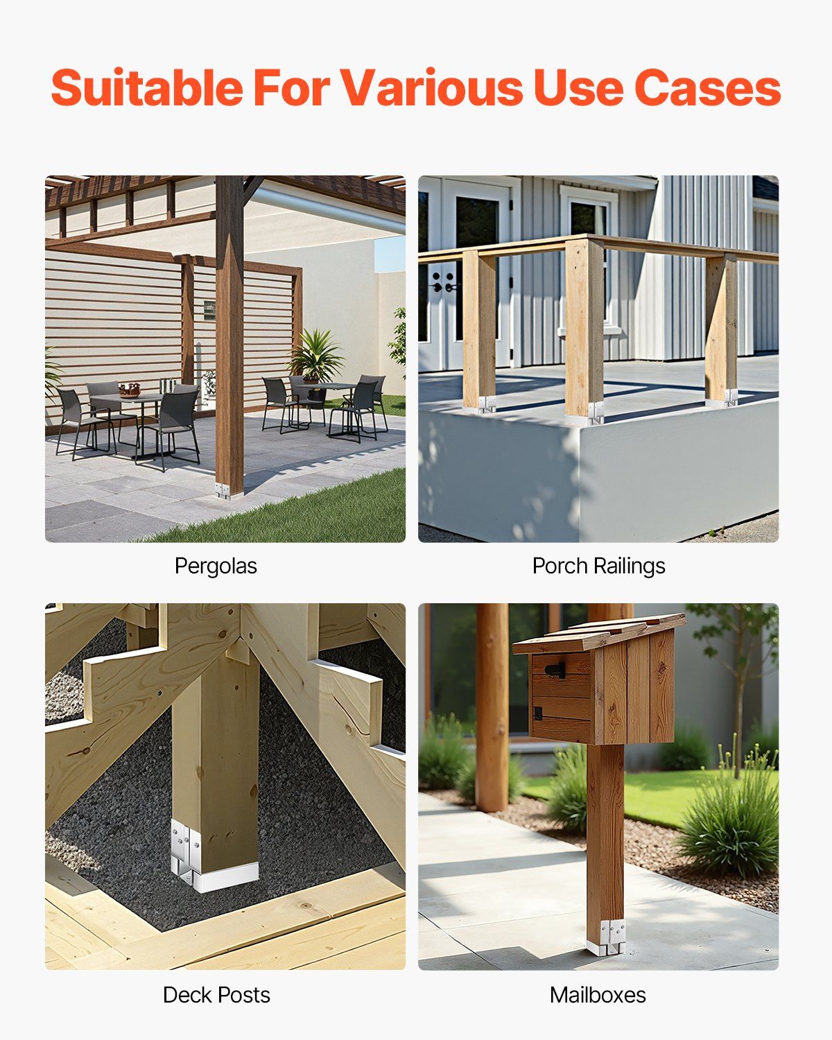 6x6 Post Base 10 Pcs, Inner Size 5.49x5.57inch/139.5x141.5mm Concrete Post Anchor, Heavy-Duty Zinc-Plated Carbon Steel Posts Brackets with 1 Inch Standoff Elevation, for Concrete Pergolas Patio - Image 6
