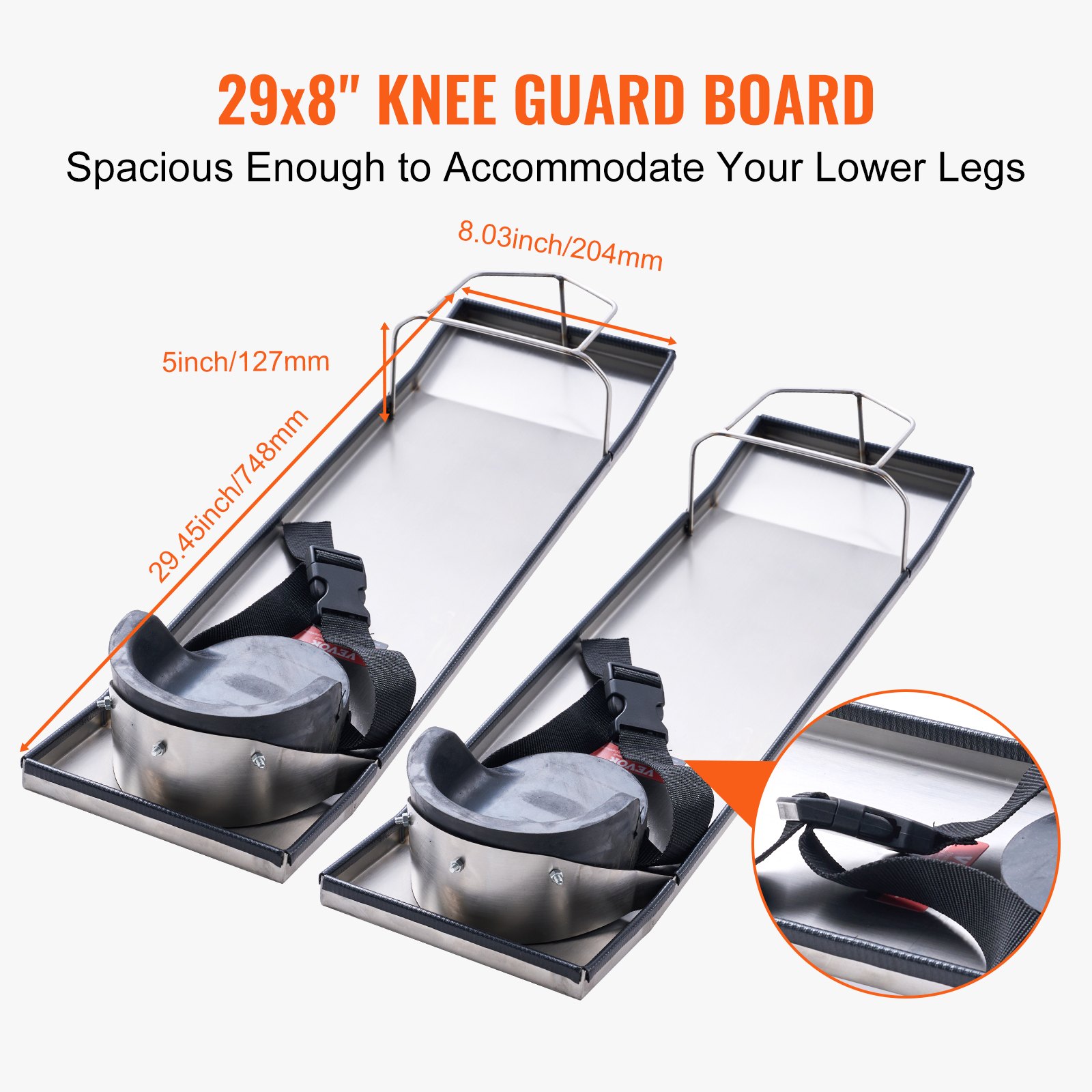 Concrete Knee Boards Stainless Steel, 30'' x 8'' Concrete Sliders, Knee Boards For Concrete, Concrete Knee Pads Moving Sliders, with Knee Pads & Board Straps for Cement and Concrete Finishing - Image 6
