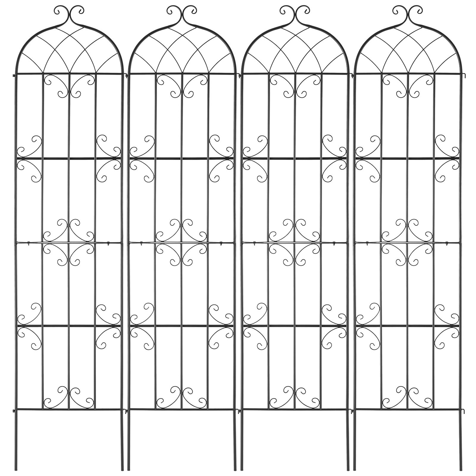 Garden Trellis for Climbing Plants, 87 x 20 in, 4 Packs Rustproof Metal Garden Flower Trellis, Outdoor Climbing Rose Trellis Cucumbers Support, Decorative Clematis Trellis for Courtyards Lawns - Image 1