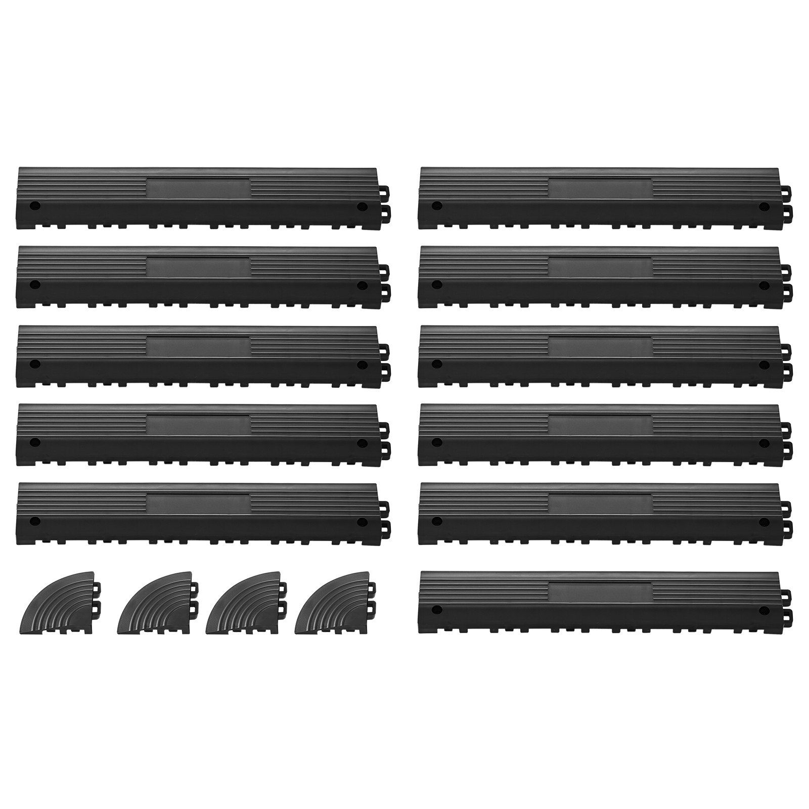 Transition Edge Kit, 11-Piece, Durable Straight Garage Floor Edging, PP Material, Easy Installation, Edge Protection for Wet Area Restaurant Pool, Only Compatible with Drainage Mats, Black - Image 1