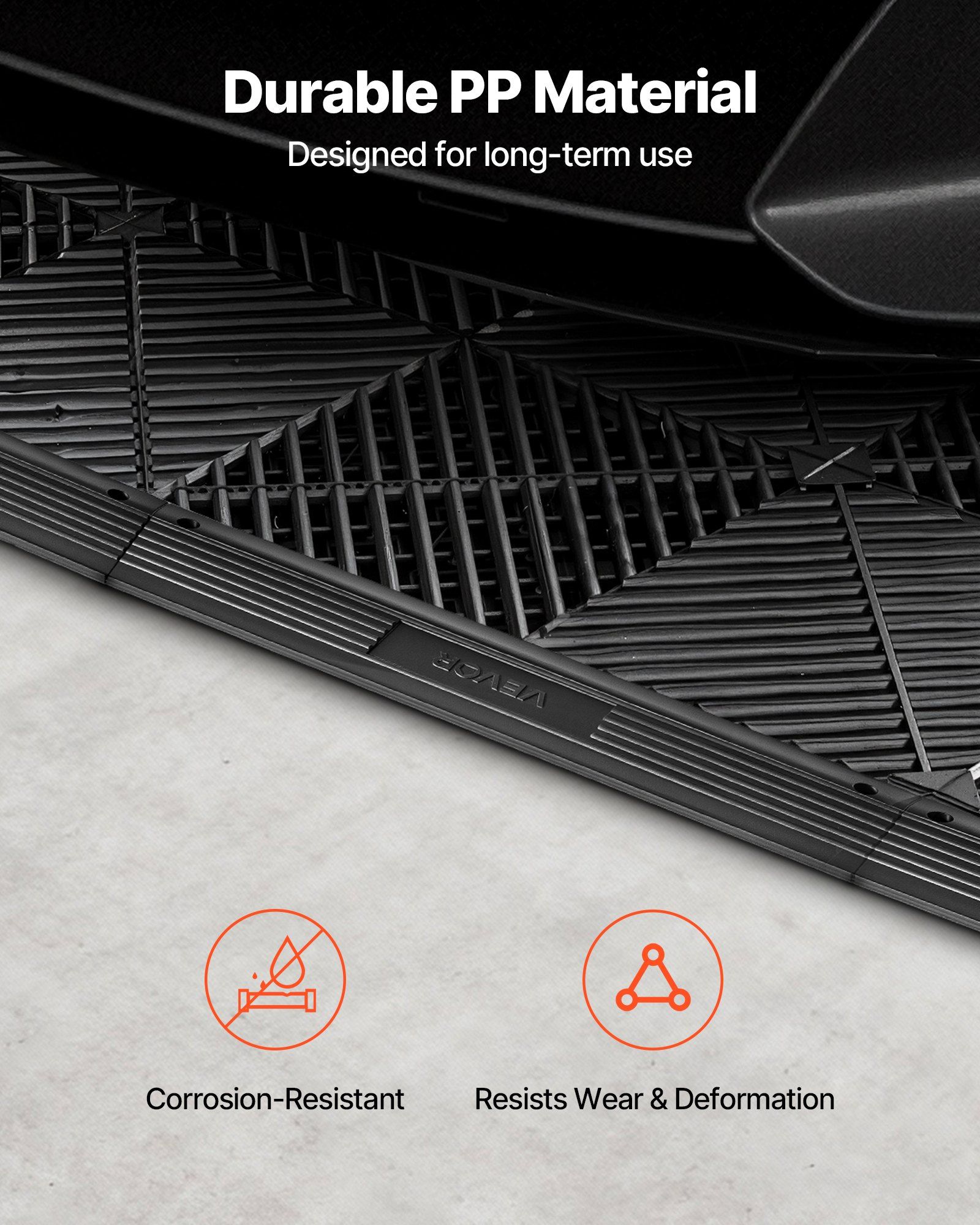 Transition Edge Kit, 11-Piece, Durable Straight Garage Floor Edging, PP Material, Easy Installation, Edge Protection for Wet Area Restaurant Pool, Only Compatible with Drainage Mats, Black - Image 3