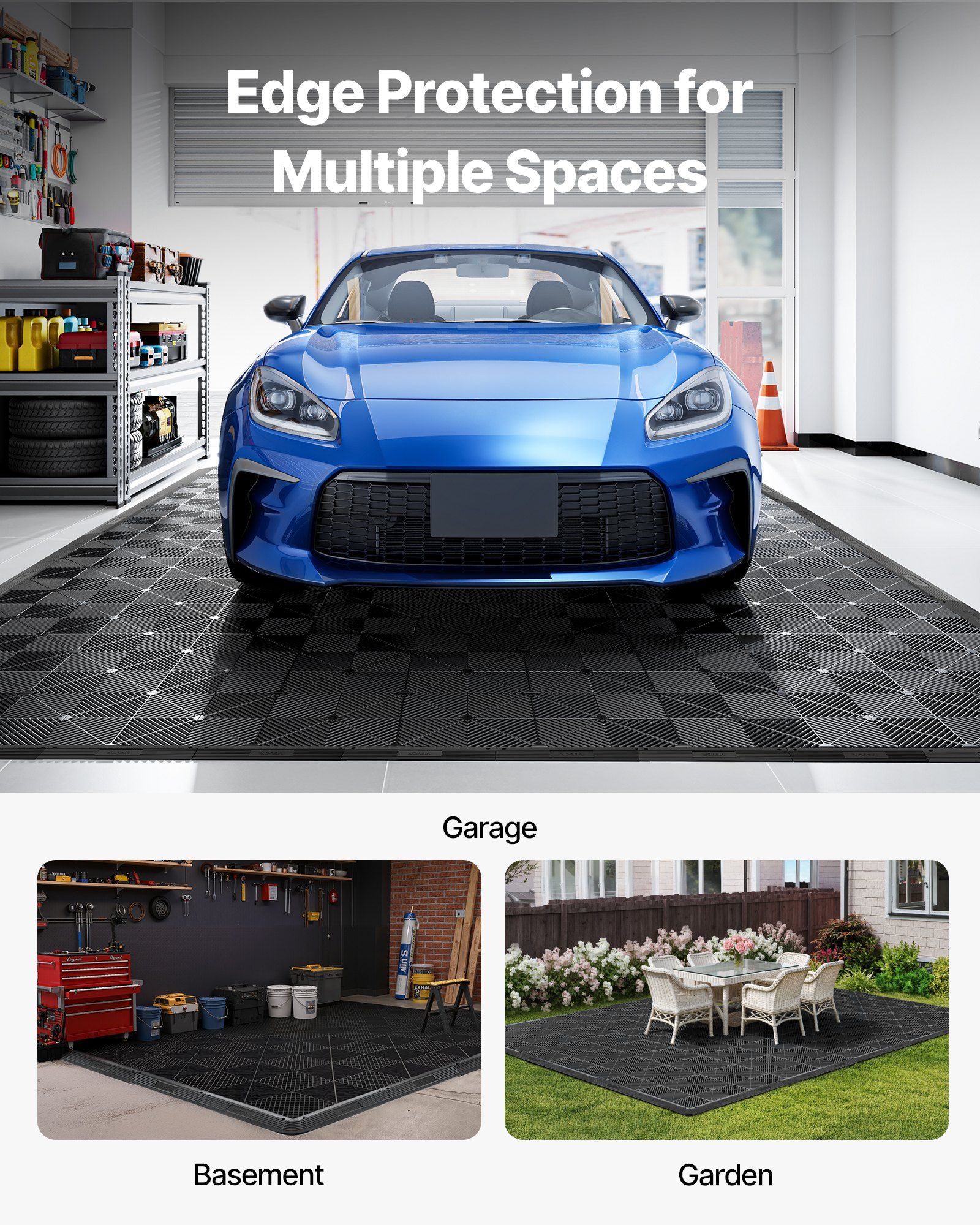 Transition Edge Kit, 11-Piece, Durable Straight Garage Floor Edging, PP Material, Easy Installation, Edge Protection for Wet Area Restaurant Pool, Only Compatible with Drainage Mats, Black - Image 6