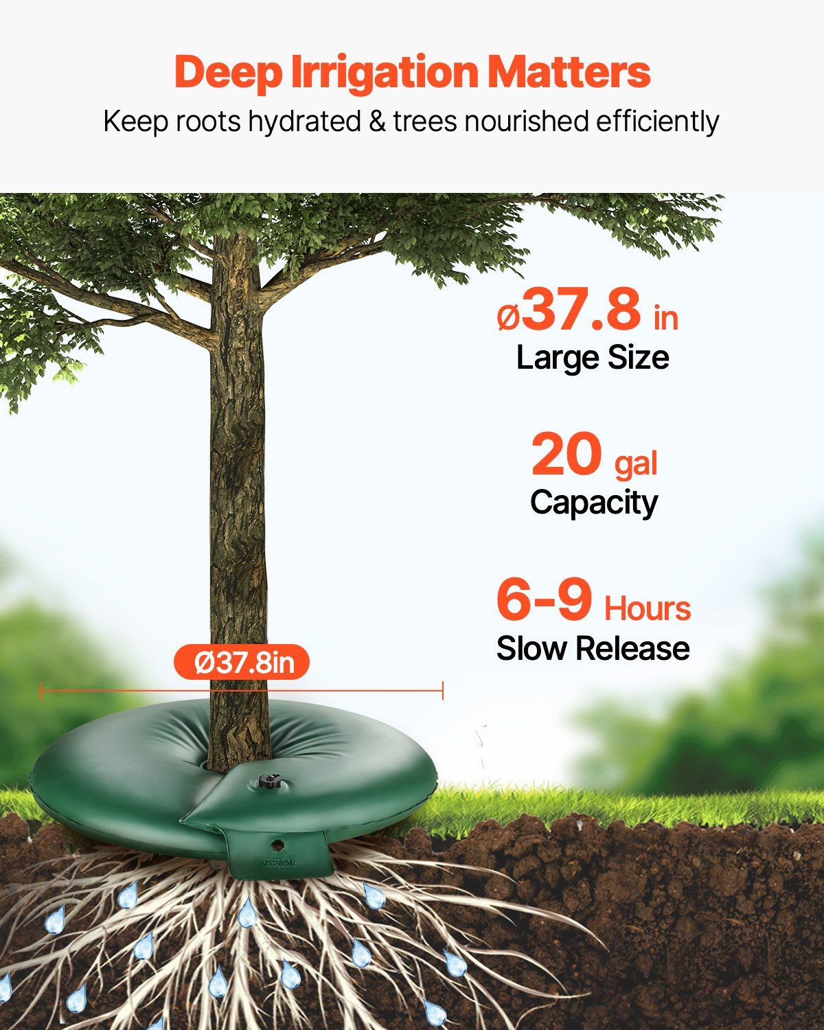 Tree Watering Rings, 4 Pcs 20 Gallons Tree Watering Bags, 6-9 Hours Slow Release, Refillable Planting Water Bags, Water Saving, Heavy Duty Watering System for Shrub Tree Root Drip Irrigation - Image 2
