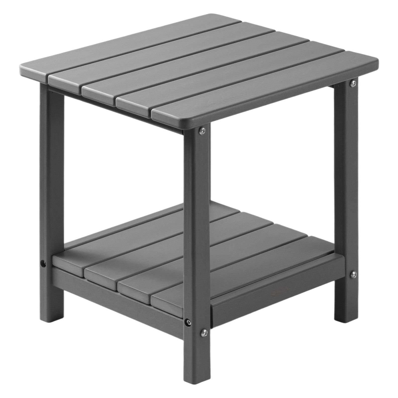 Outdoor Side Table, 450W x 380D x 440H mm, Double Layer HDPE Outside End Table for Easy Maintenance, Withstand Harsh Weather, Fit for Patio, Pool, Beach, Porch, Indoor, Backyard, Grey - Image 1