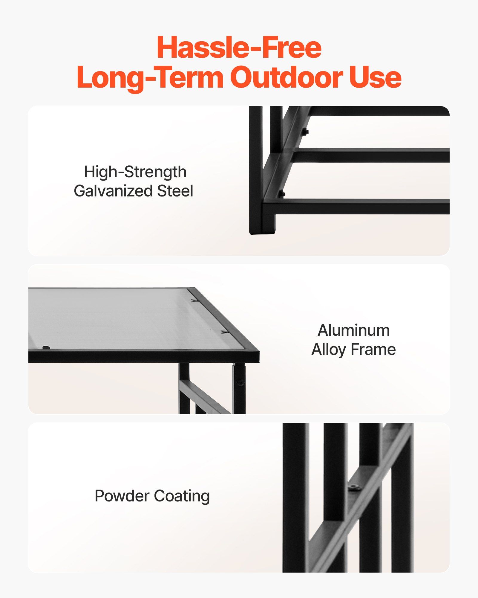 Firewood Rack with Sloped Roof, 143cm Outdoor Firewood Holder, 1/4 Cord Log Storage Shed, 299kg Max Weight Capacity, Powder-Coated Metal Wood Storage Rack for Fireplace Deck Backyard Garden - Image 3