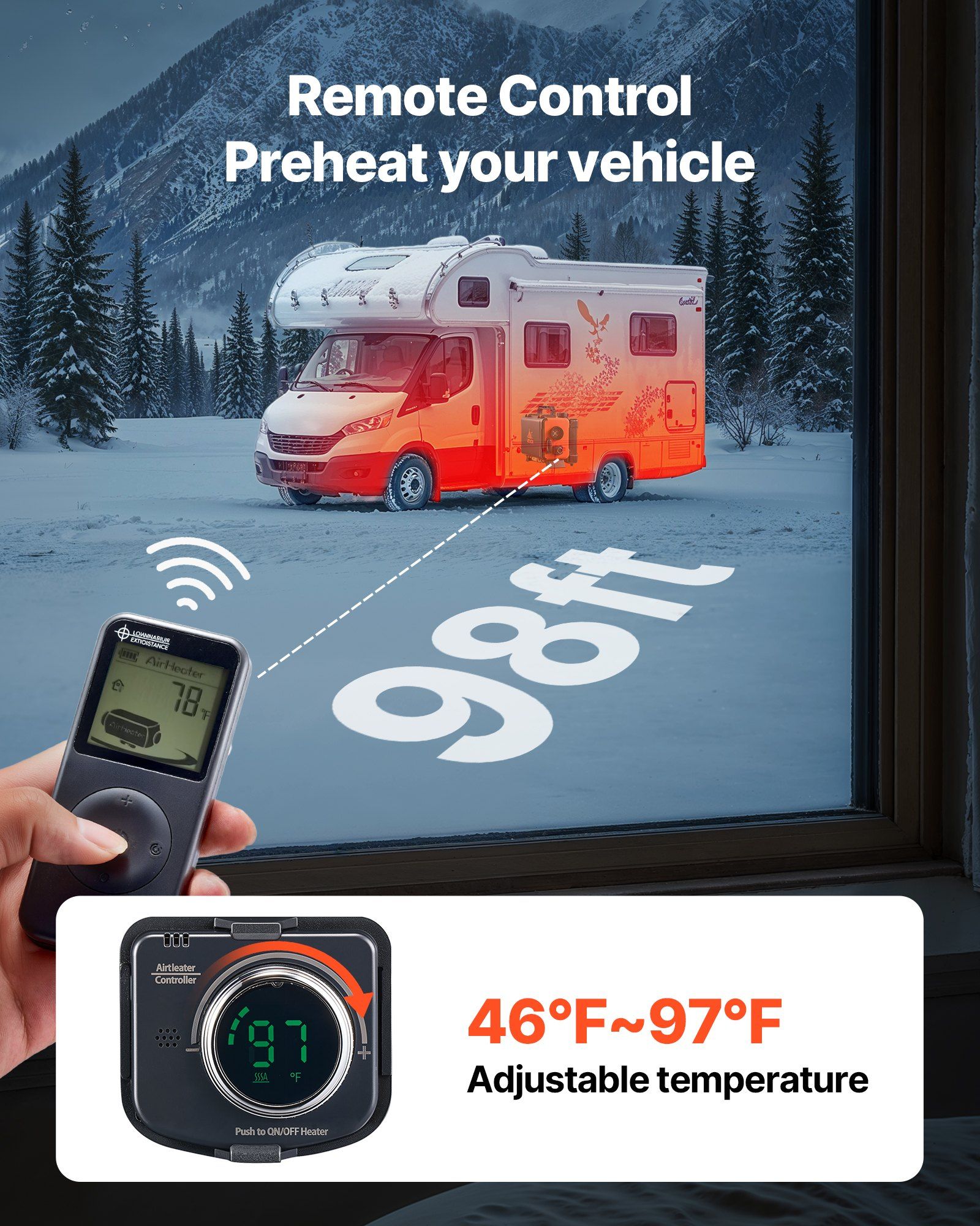 Diesel Heater, 8KW, DC 12V/24V, All in One Portable Diesel Air Heater with Remote Control and LCD Screen, Fast Heating Low Noise, 4.5 L Fuel Tank for Trucks, Vans, RVs, Campers, and Garages - Image 6